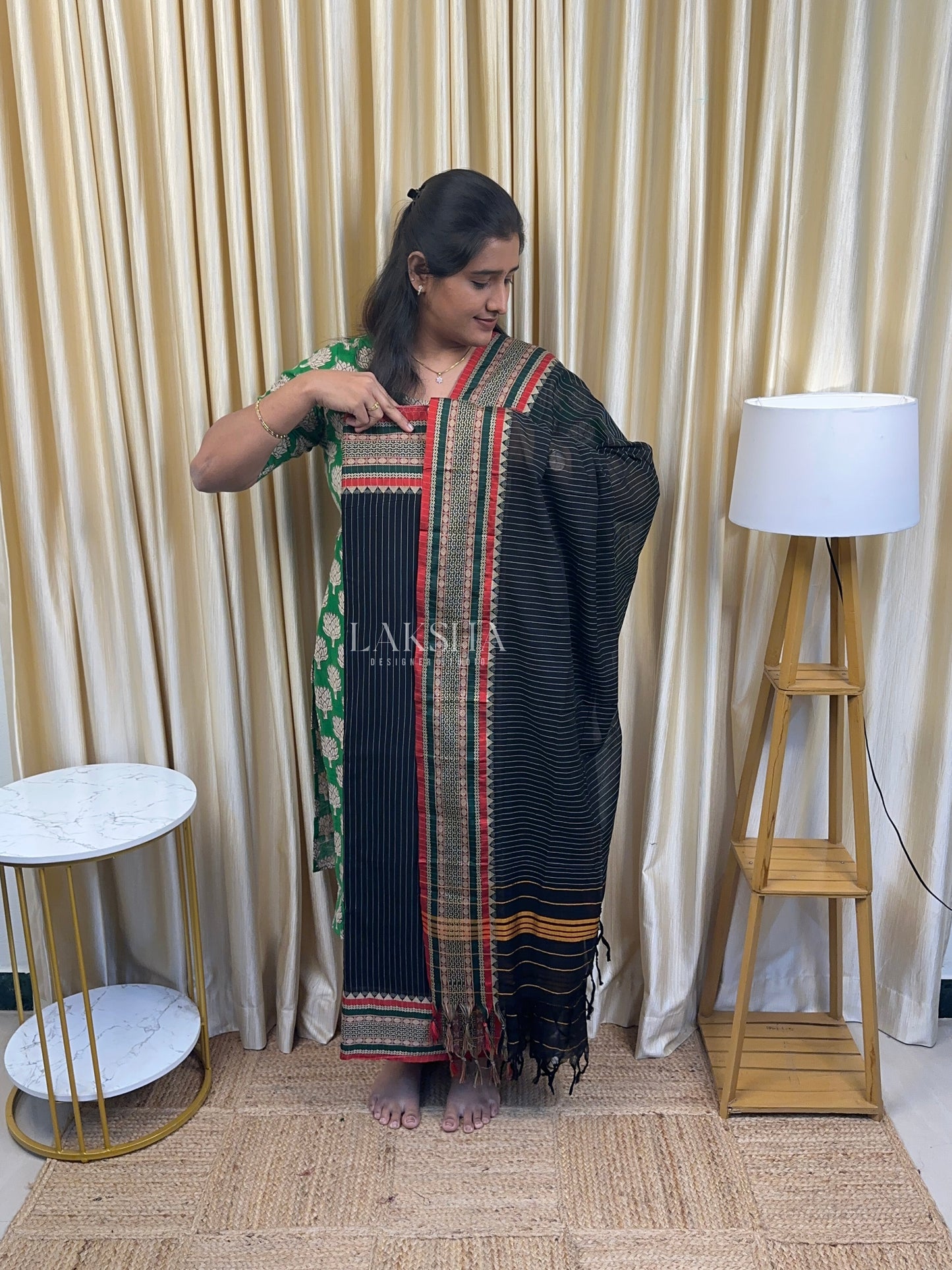 Black Narayanpet Chiruta Salwar Suit