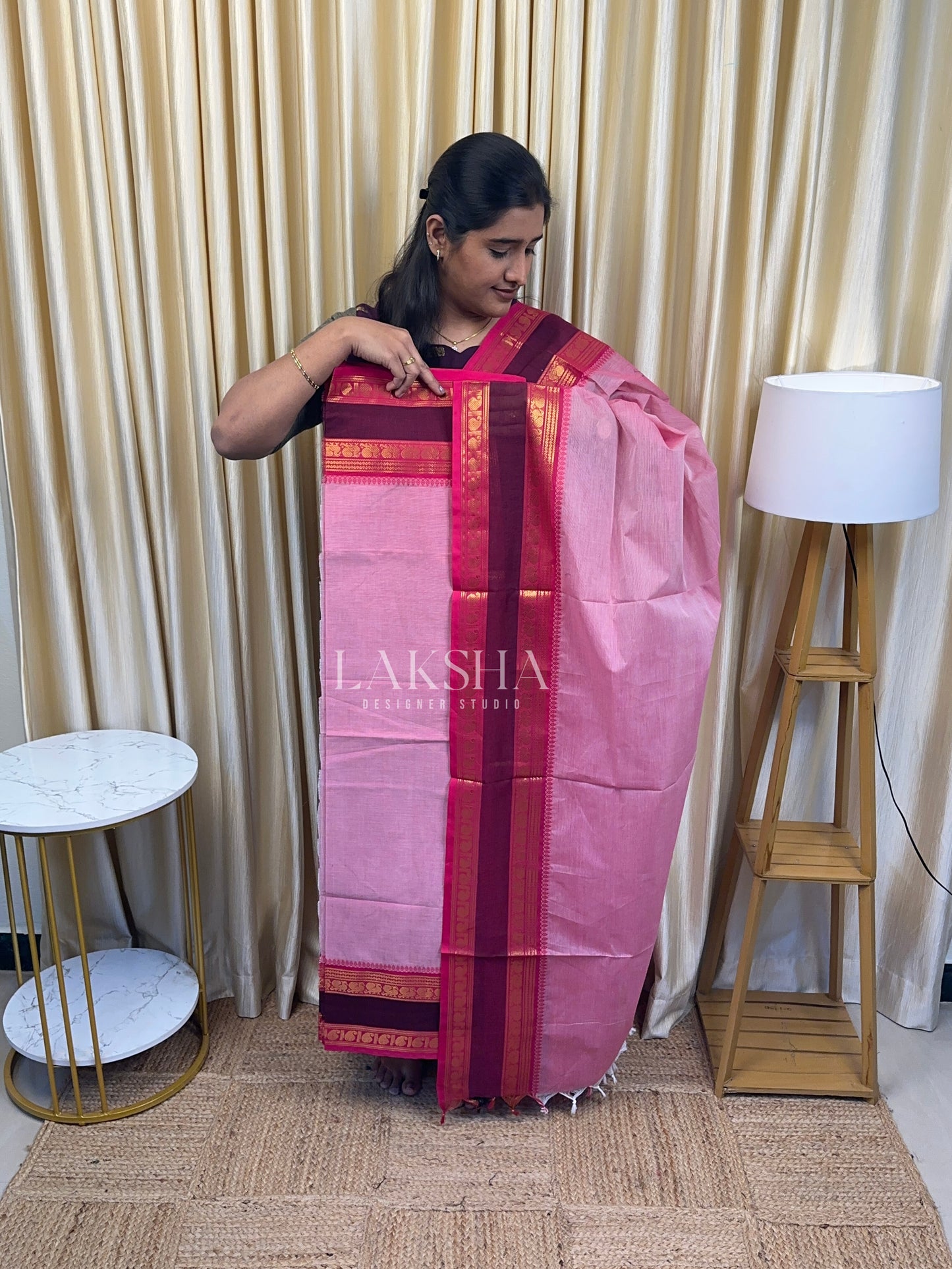 Blush and Burgundy Chettinad Cotton