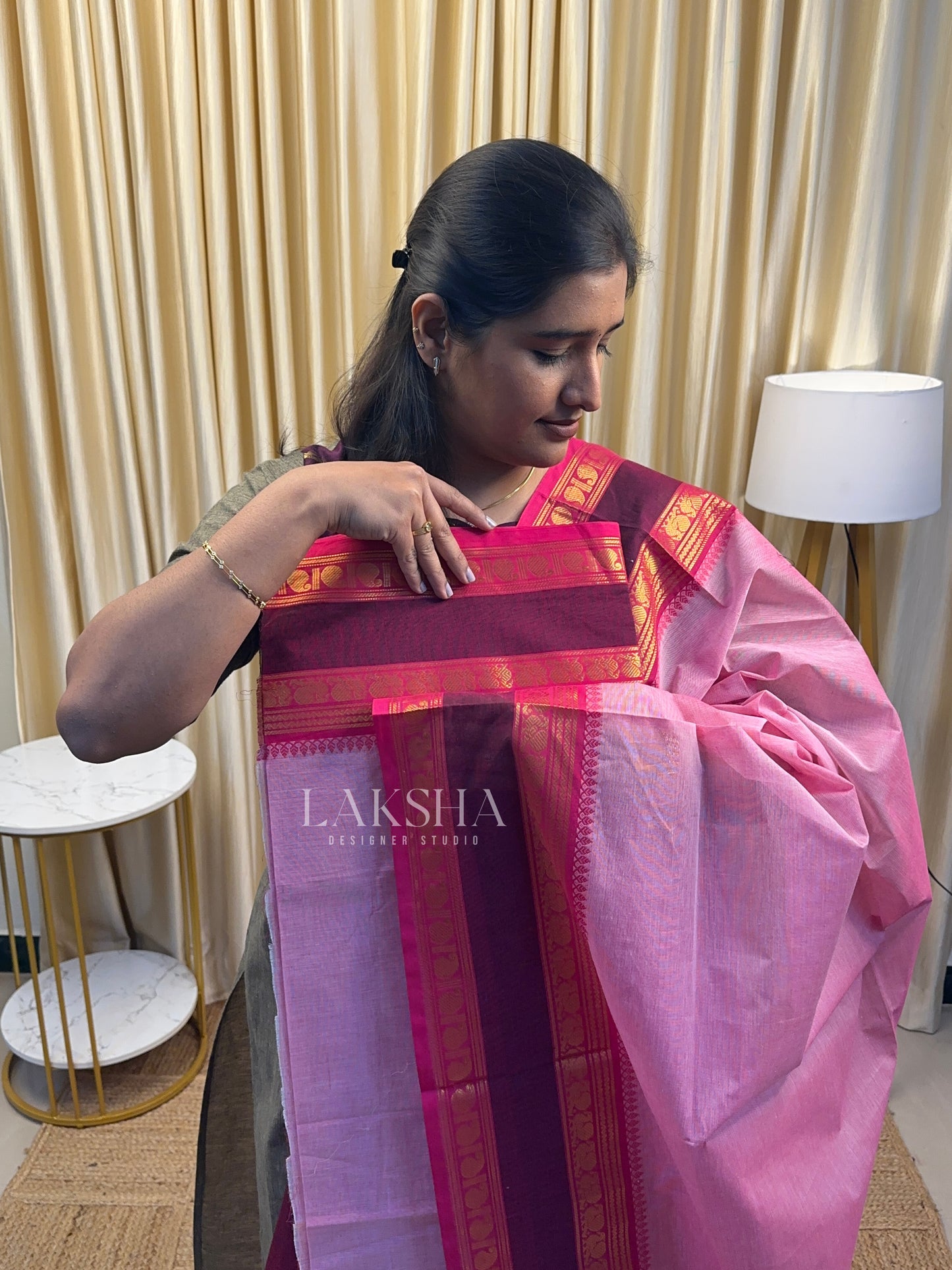 Blush and Burgundy Chettinad Cotton