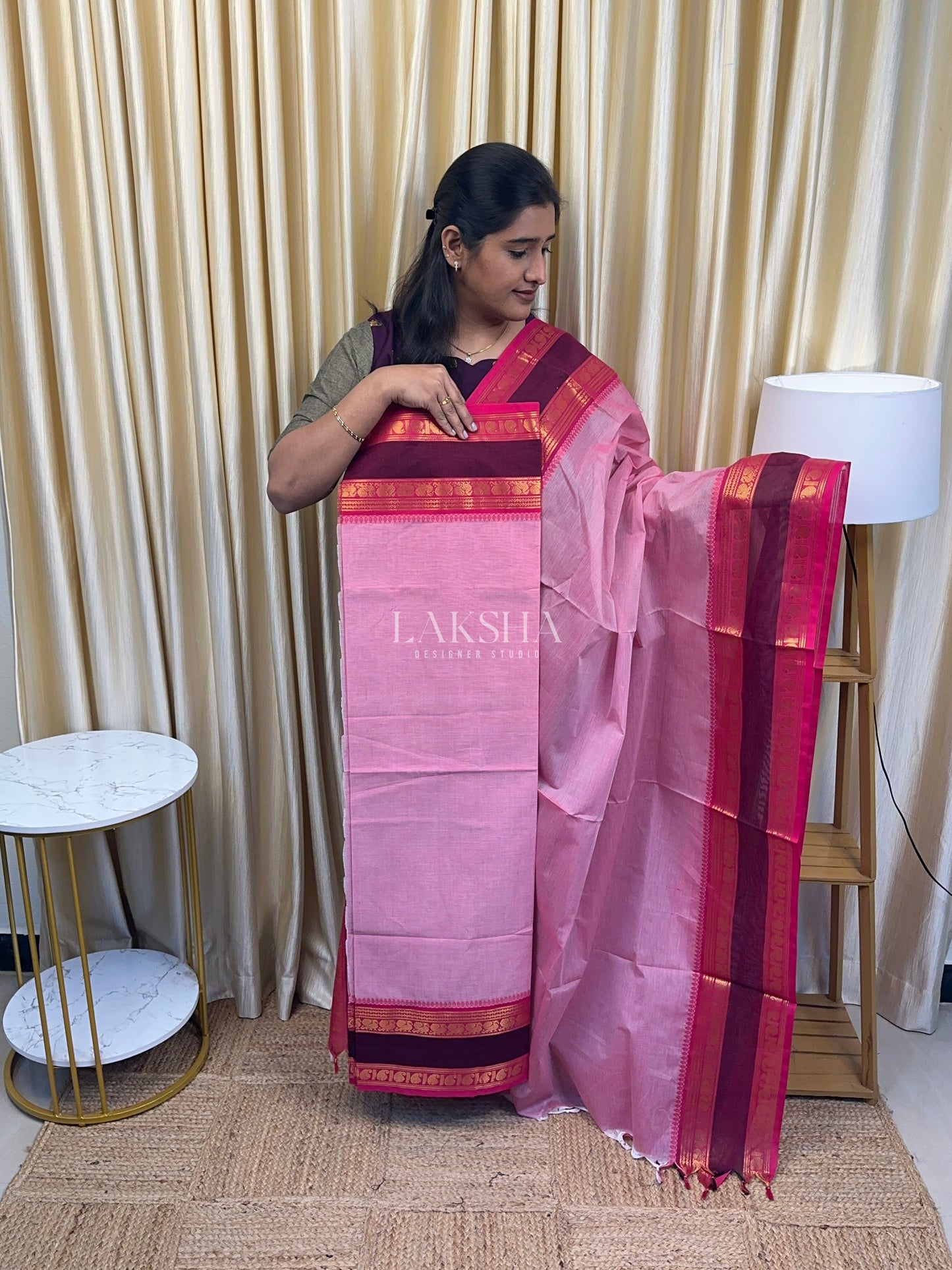 Blush and Burgundy Chettinad Cotton