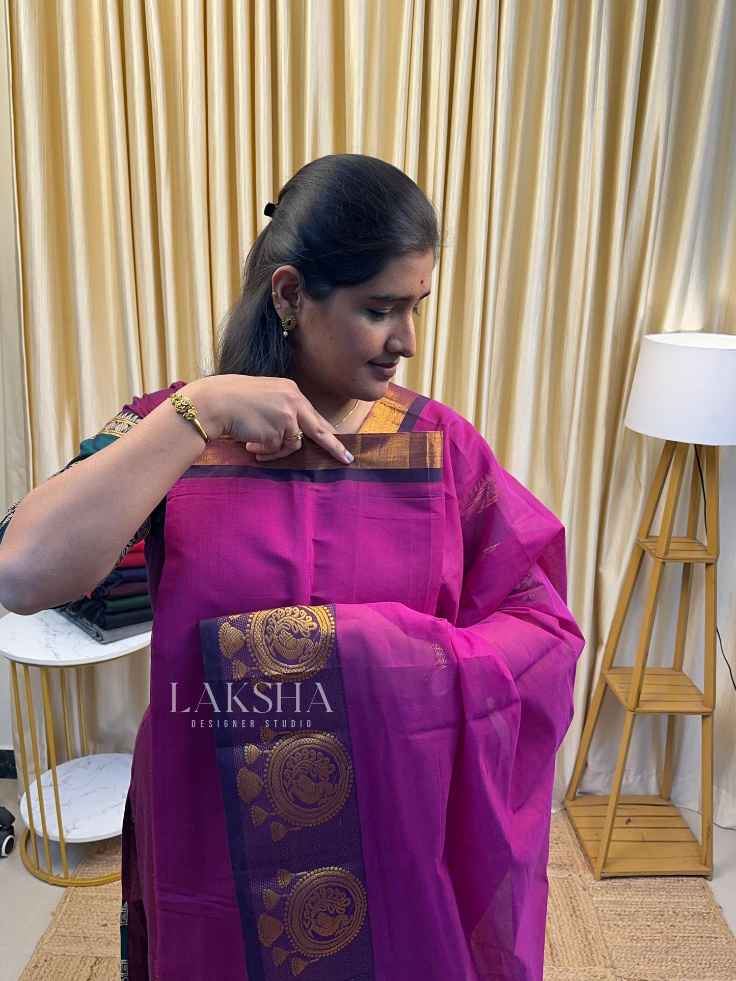 Magenta Kanchi Cotton Salwar Suit