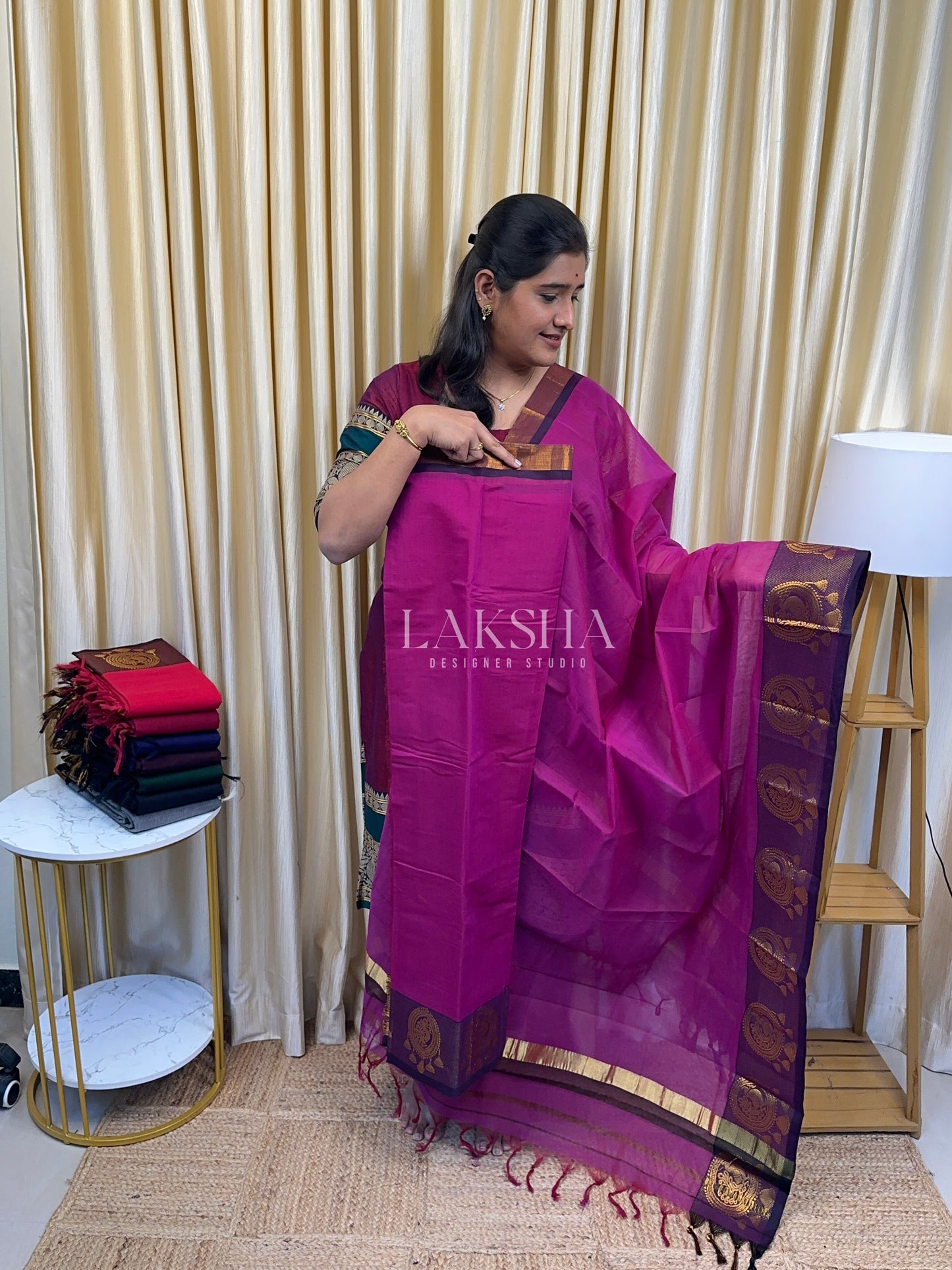 Magenta Kanchi Cotton Salwar Suit