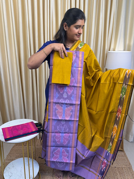 Pochampally salwar suit(lilac and yellow)E1