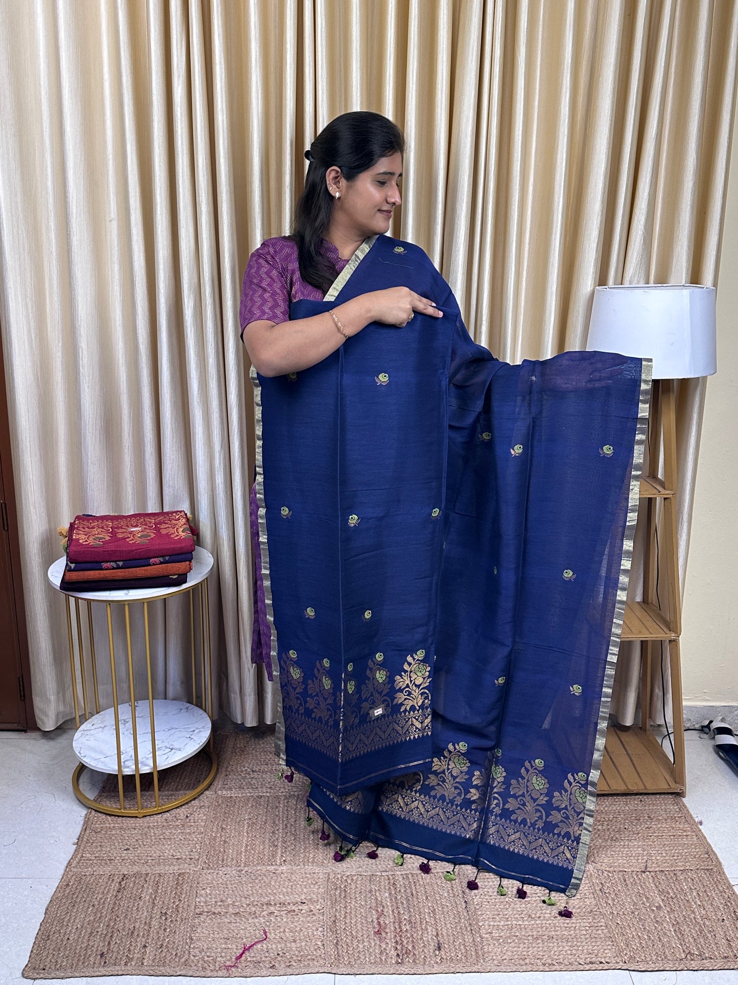 Linen Banarasi Jamdhani handloom JAM10
