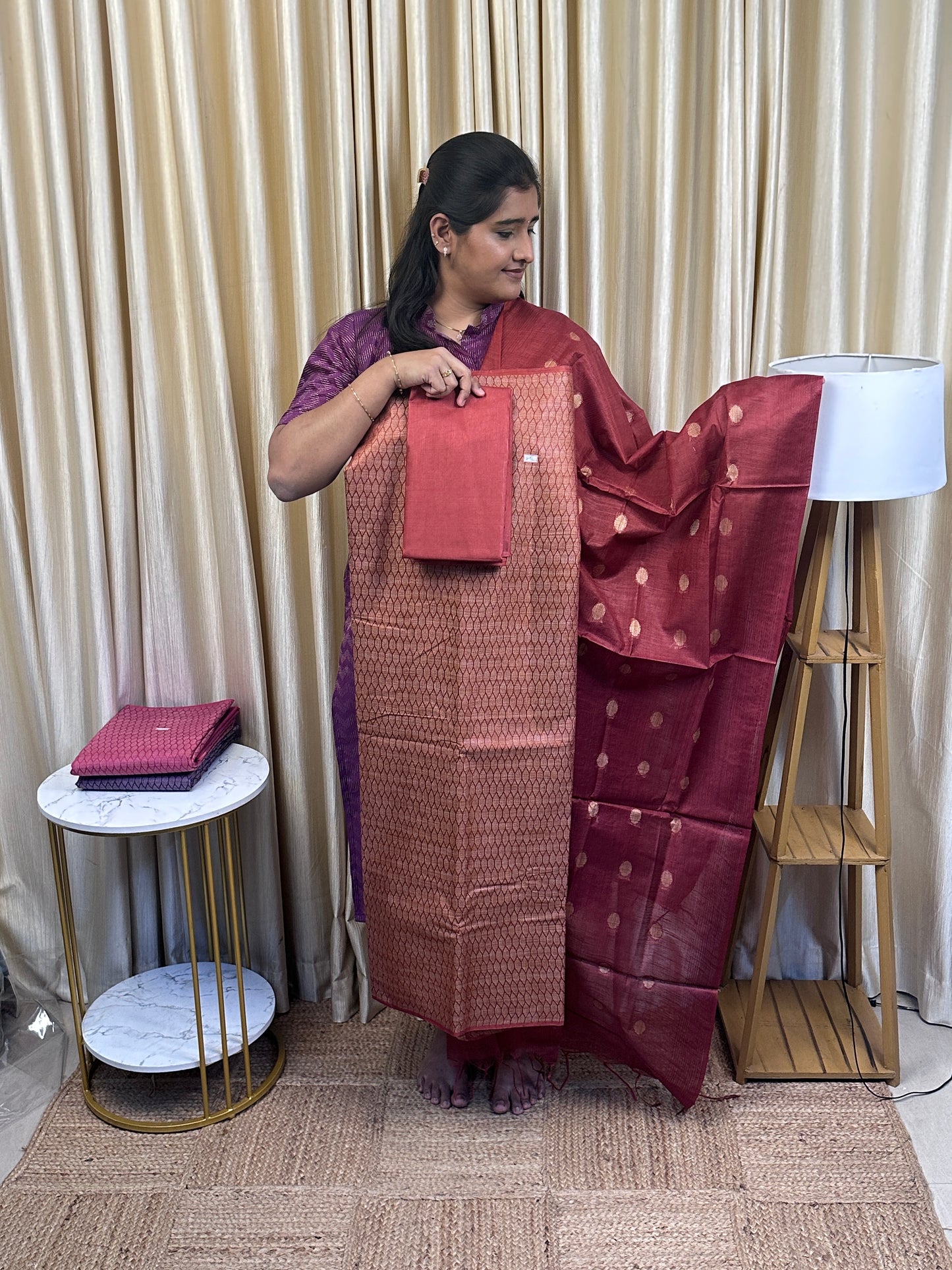 Semi Matka Tussar 3 piece set-TTS8