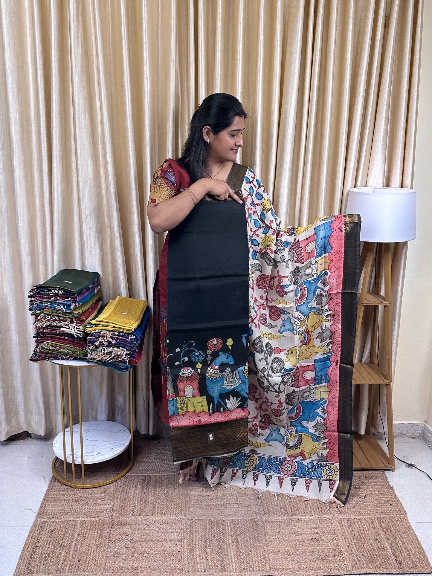 Authentic pen kalamkari Handsketched dress material - PK5