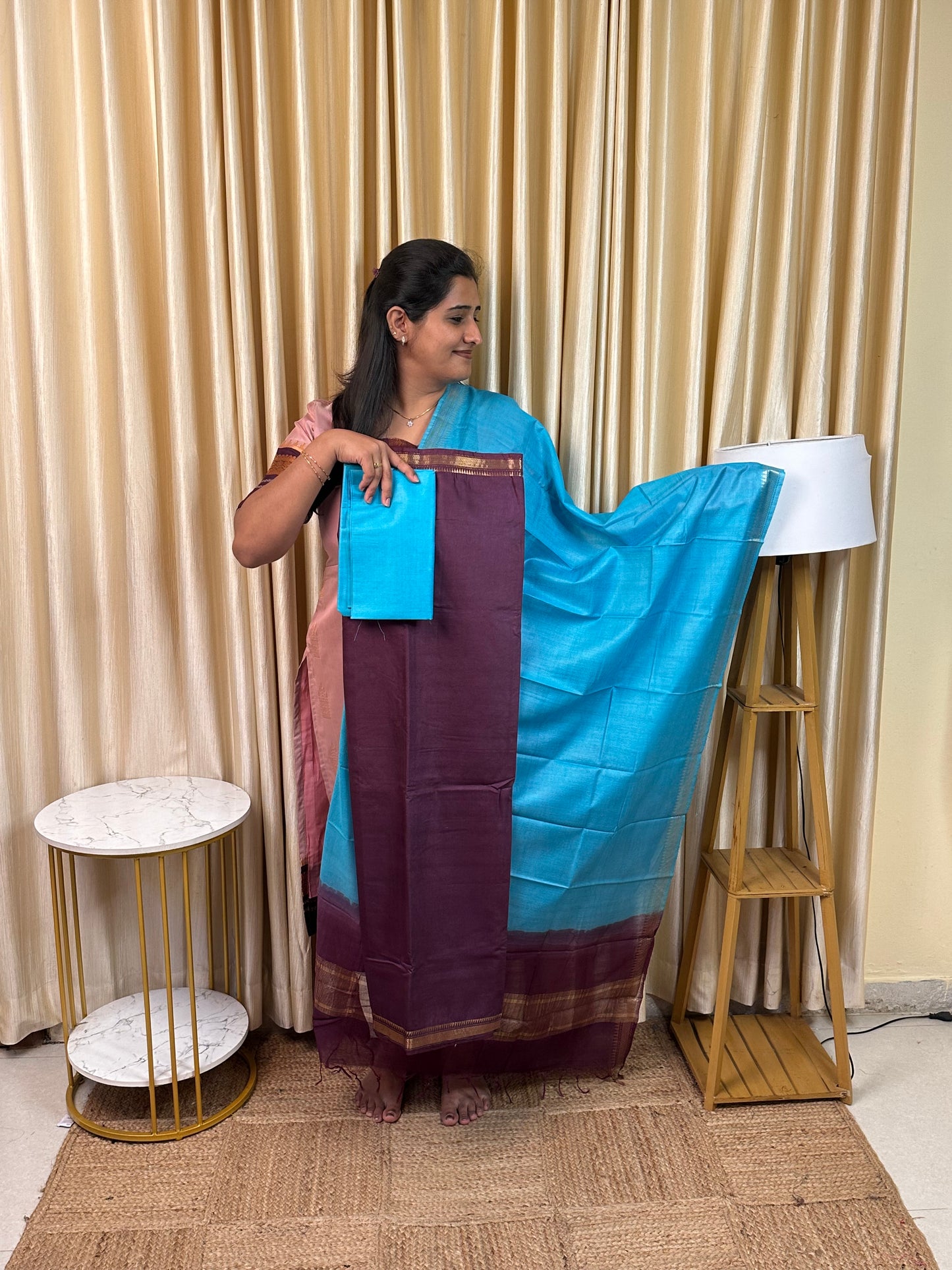 Mangalgiri Small border silk by cotton blend -MMB6
