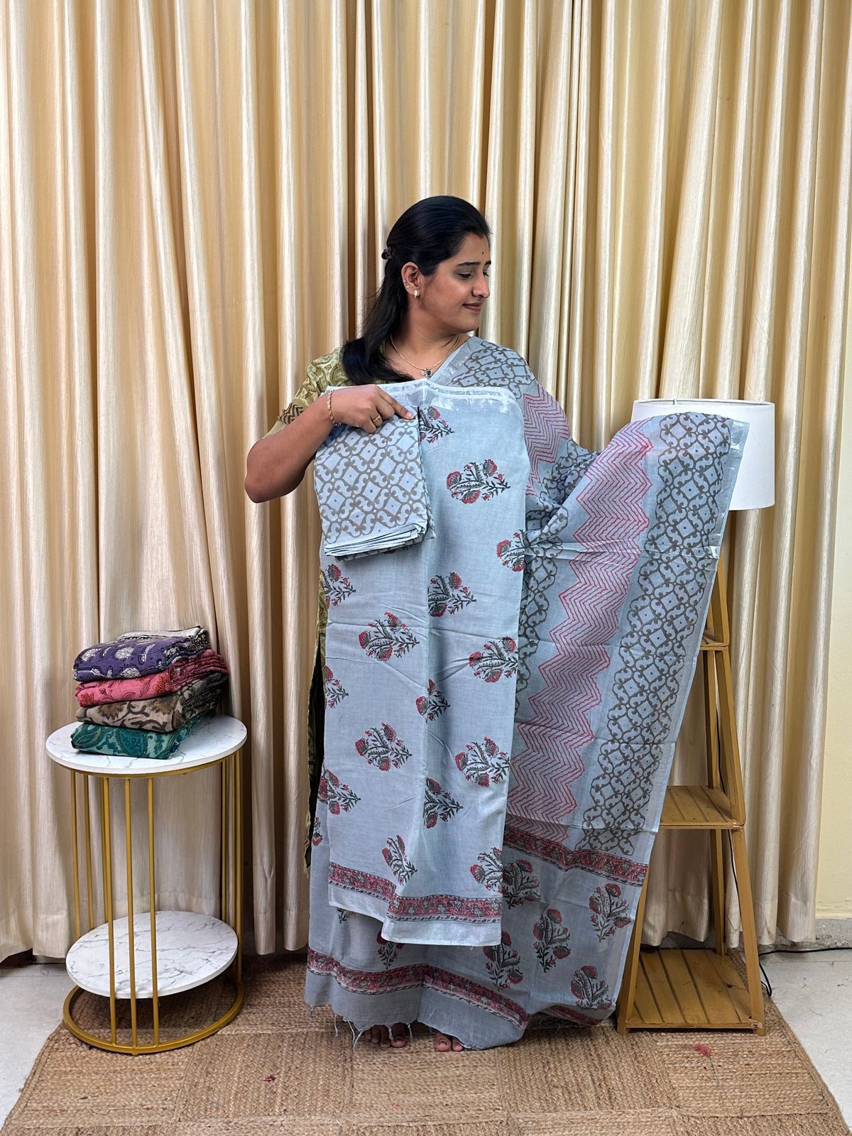 Linen cotton Block printed 3 piece set -4