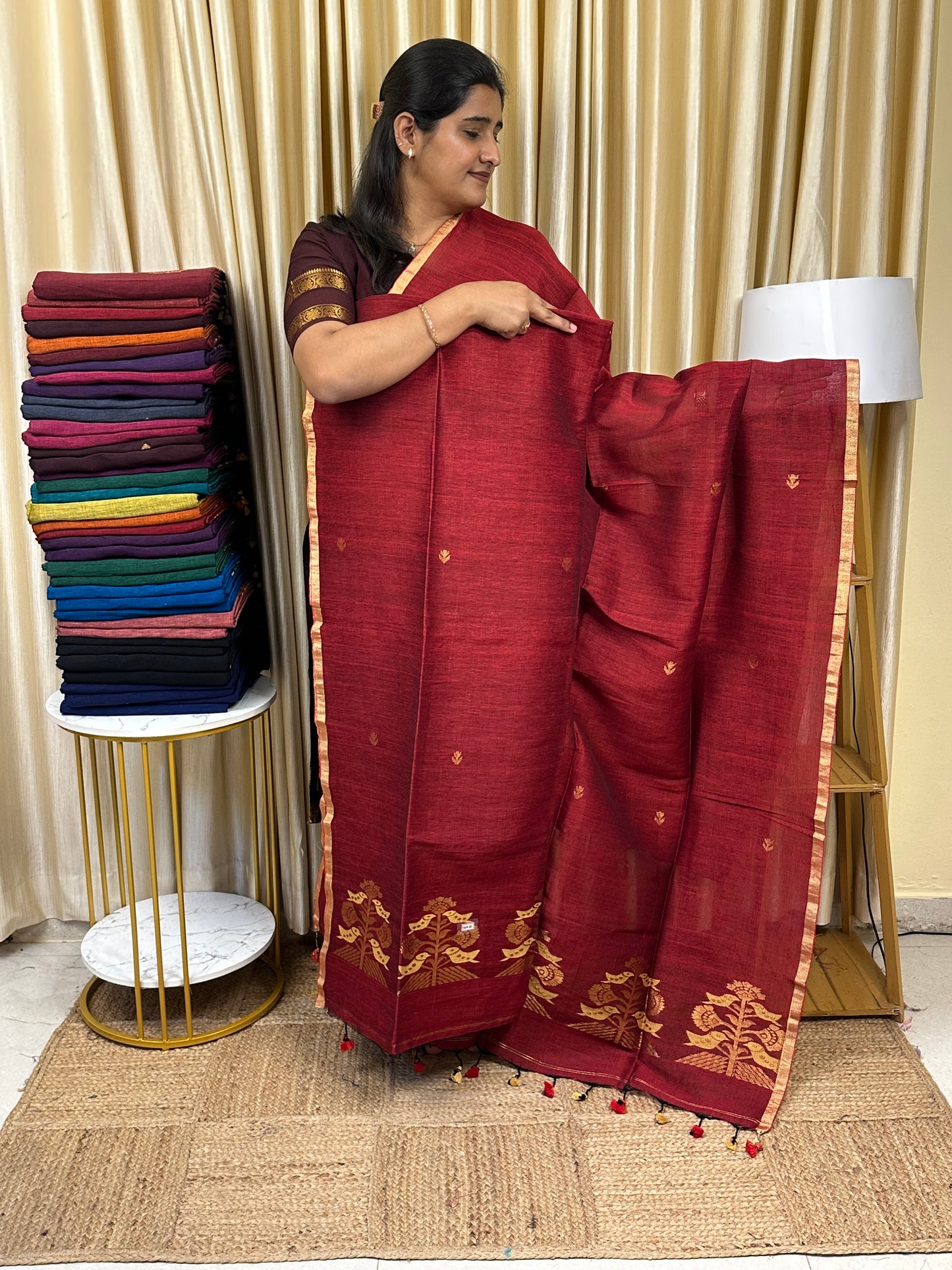 Linen Banarasi Jamdhani handloom JAM51