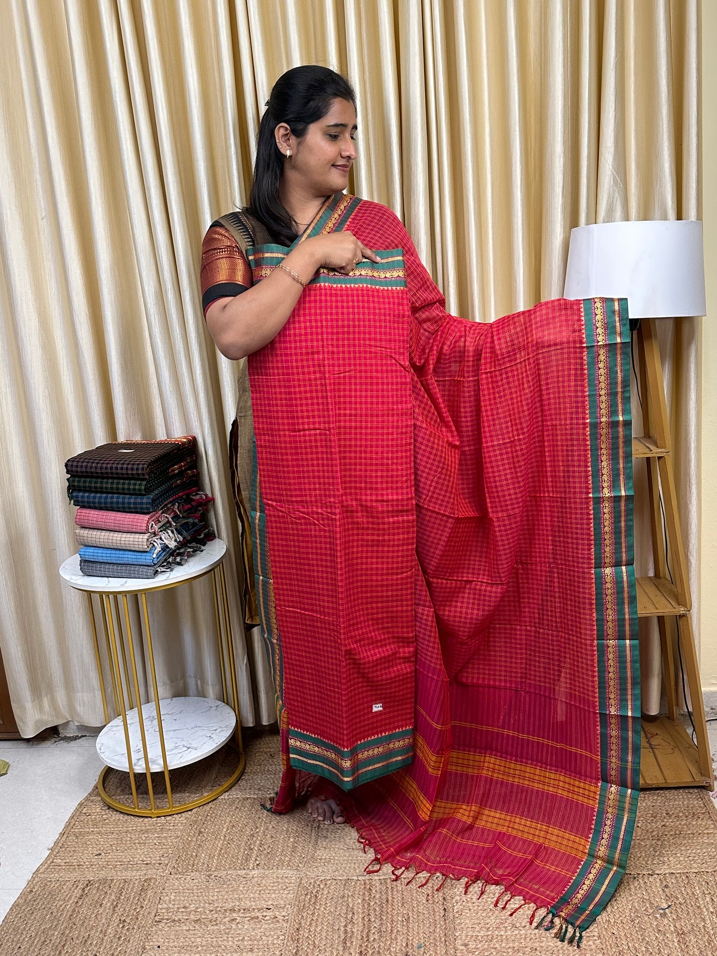 Narayanpet  checks Mercerised cotton (4.5 m Top)-TCH2