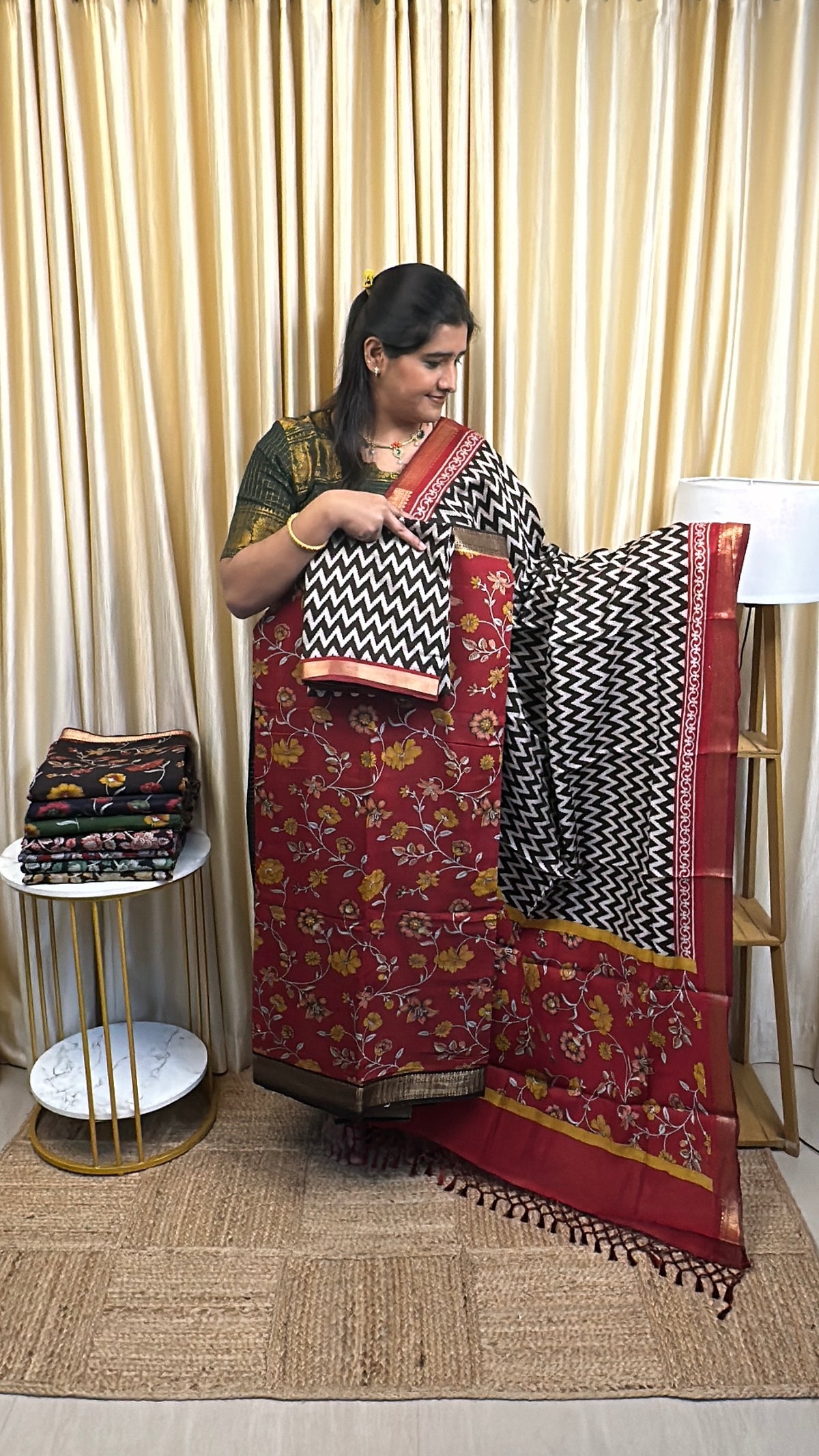 Maheswari silk 3 piece set- Mahi 18