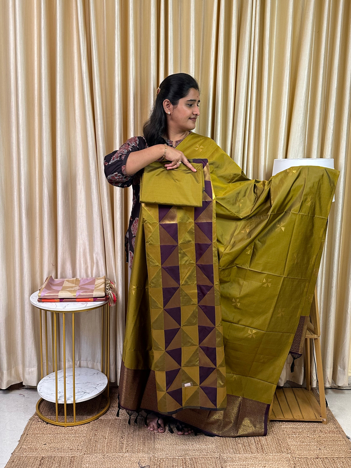 Geometric style Soft silk 3 piece set -3