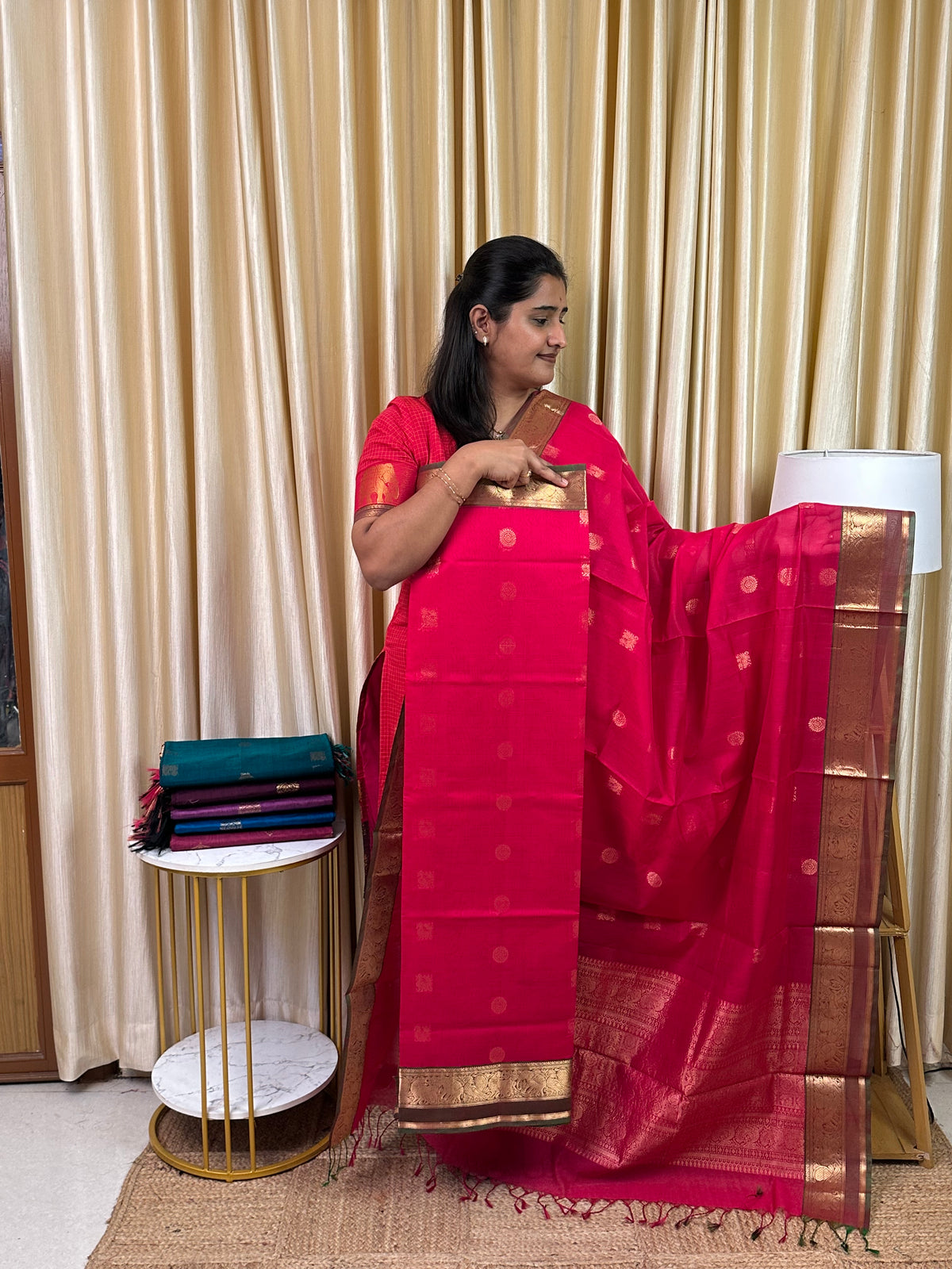 Handloom Mangalgiri Silk cotton 2 piece set(Rich pallu)-Saral1
