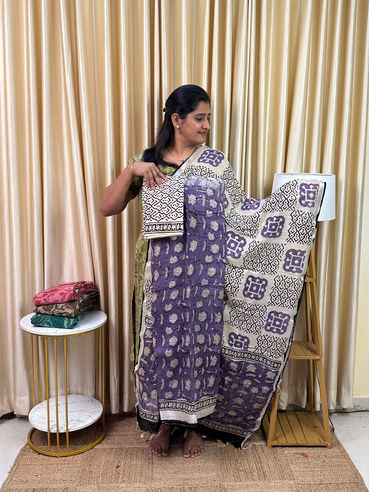 Linen cotton Block printed 3 piece set -5