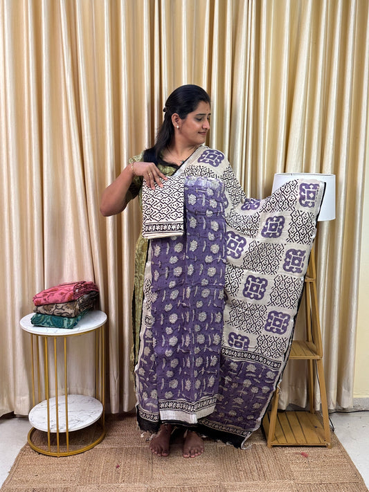 Linen cotton Block printed 3 piece set -5