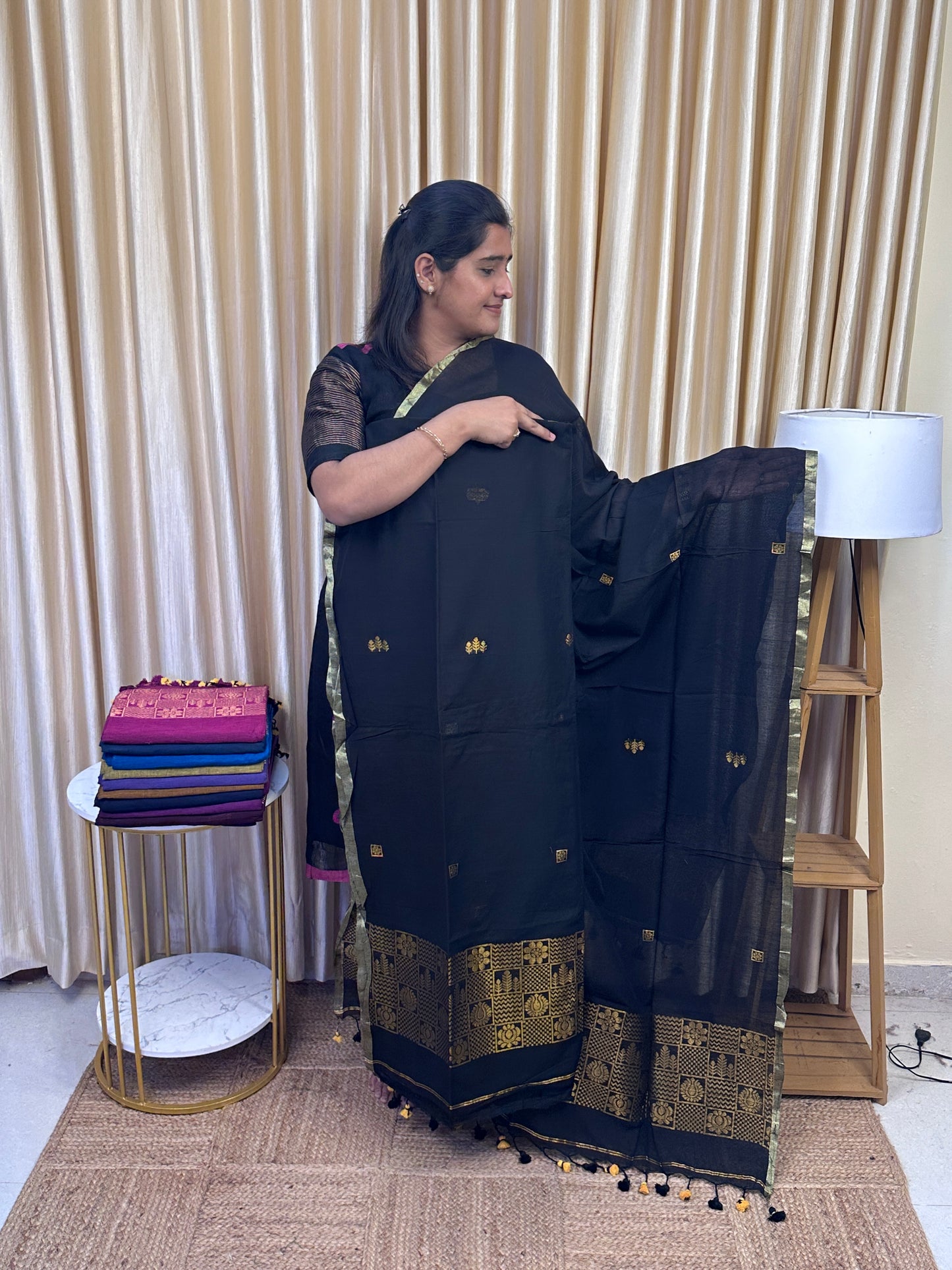 Banarasi Handwork Jamdhani Mercerised cotton 2 piece set - Checks 9