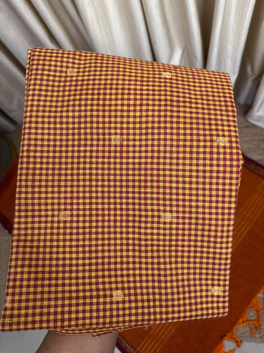 Kandangi check -South cotton 3 piece set- Rustic maroon