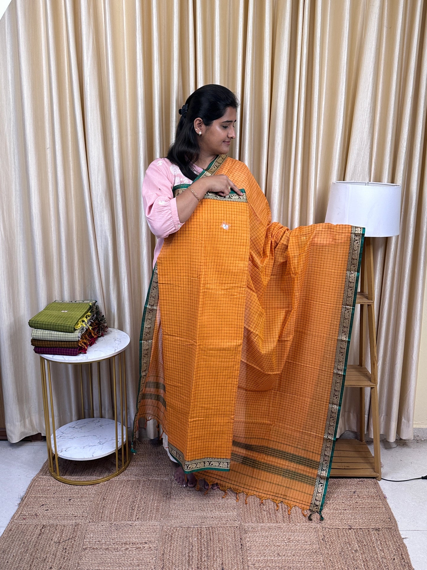 Narayanpet  checks Mercerised cotton (4.5 m Top)-CHKN12