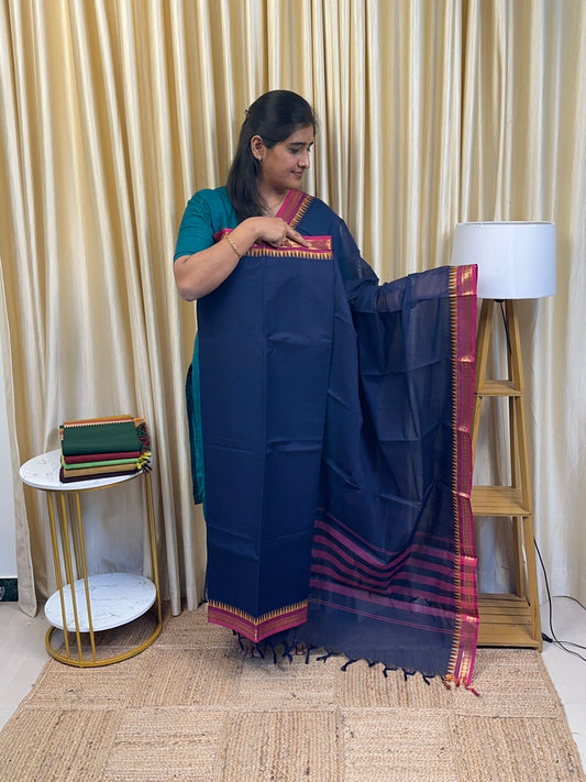 Kanchi cotton special edition -Royal blue and pink