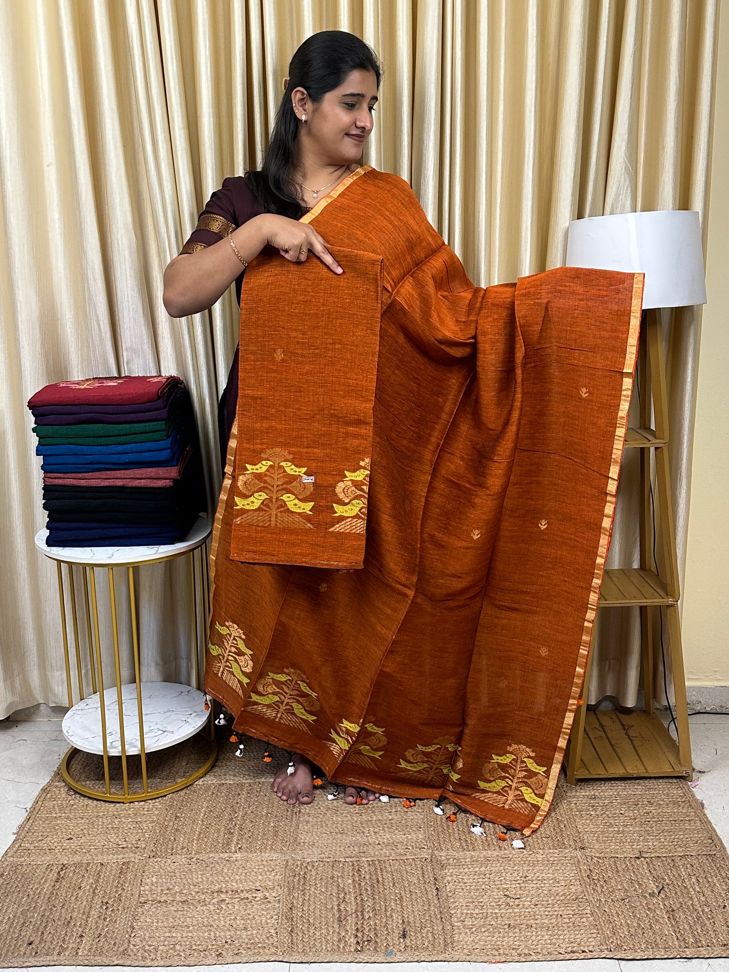 Linen Banarasi Jamdhani handloom JAM72