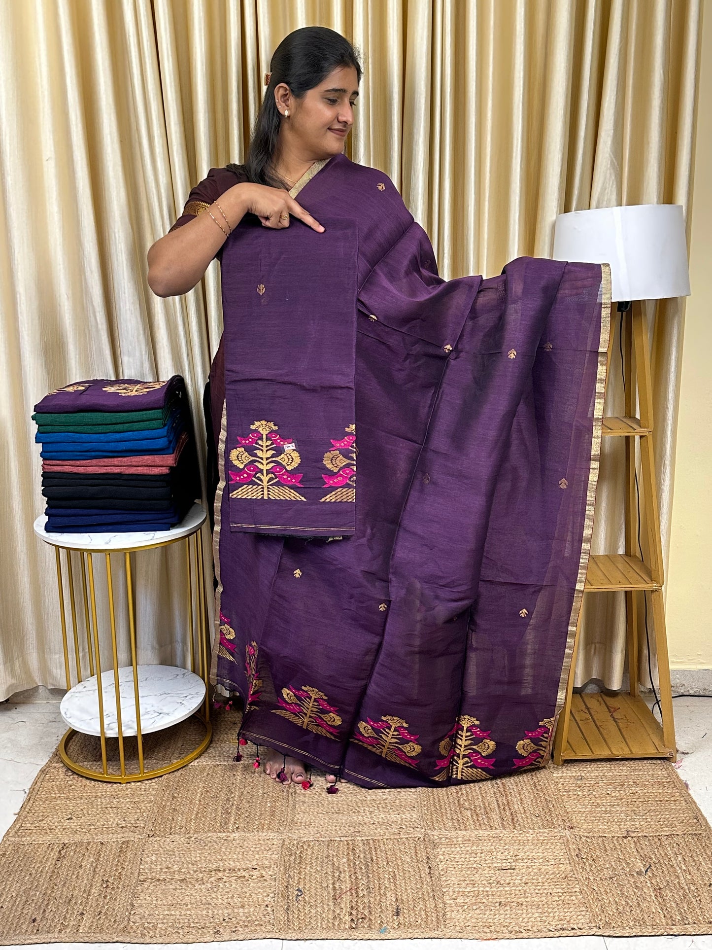 Linen Banarasi Jamdhani handloom JAM74