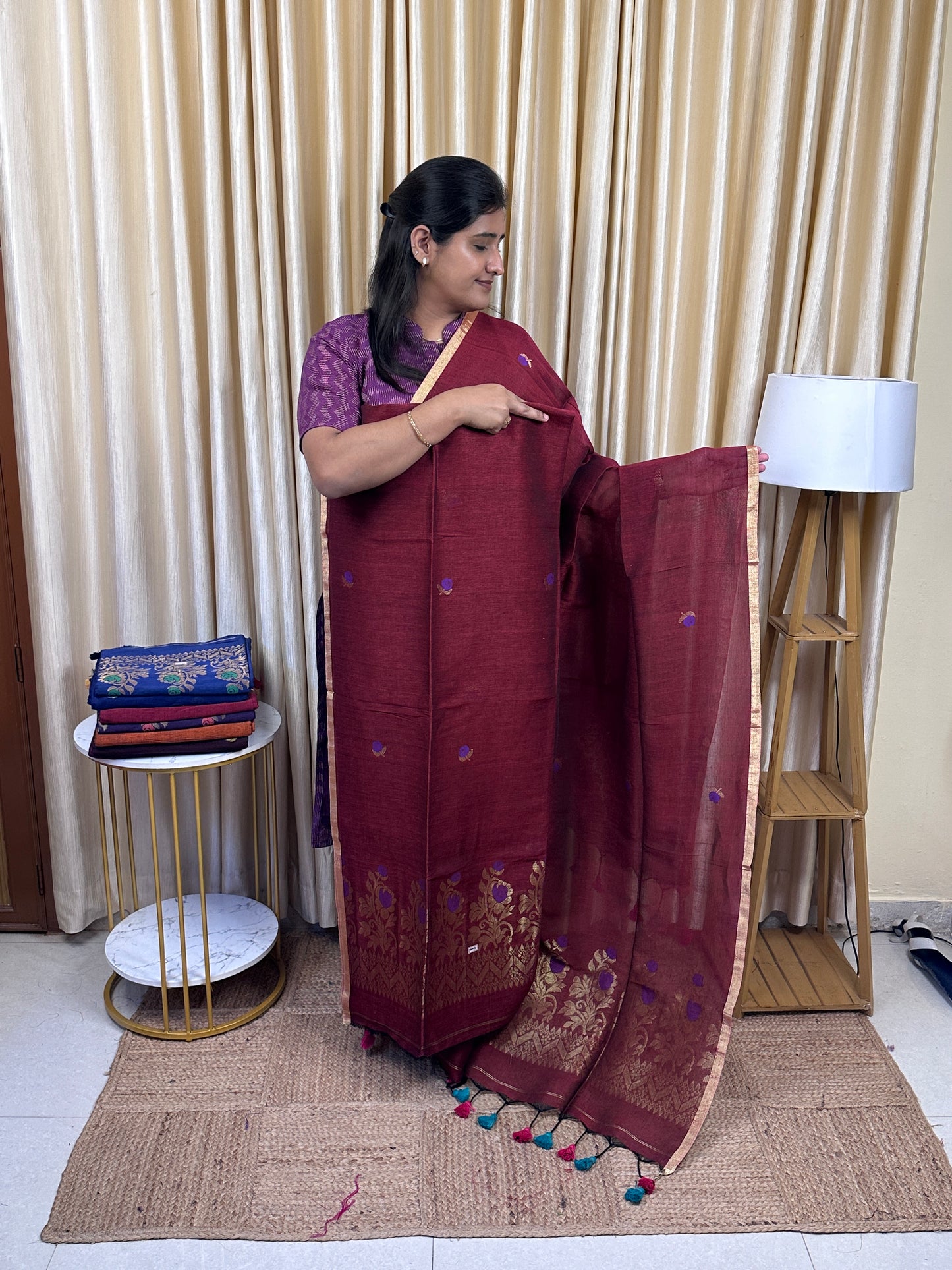 Linen Banarasi Jamdhani handloom JAM8