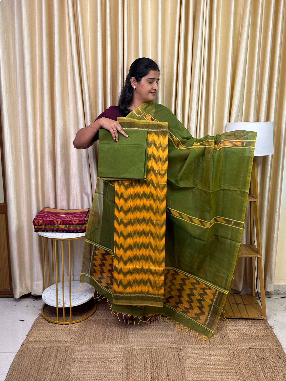 Handloom Pochampalli Sico 3 piece set -KHP 129