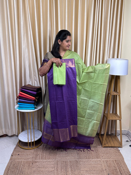 Mangalagiri big border silk cotton 3 piece set MBD-14