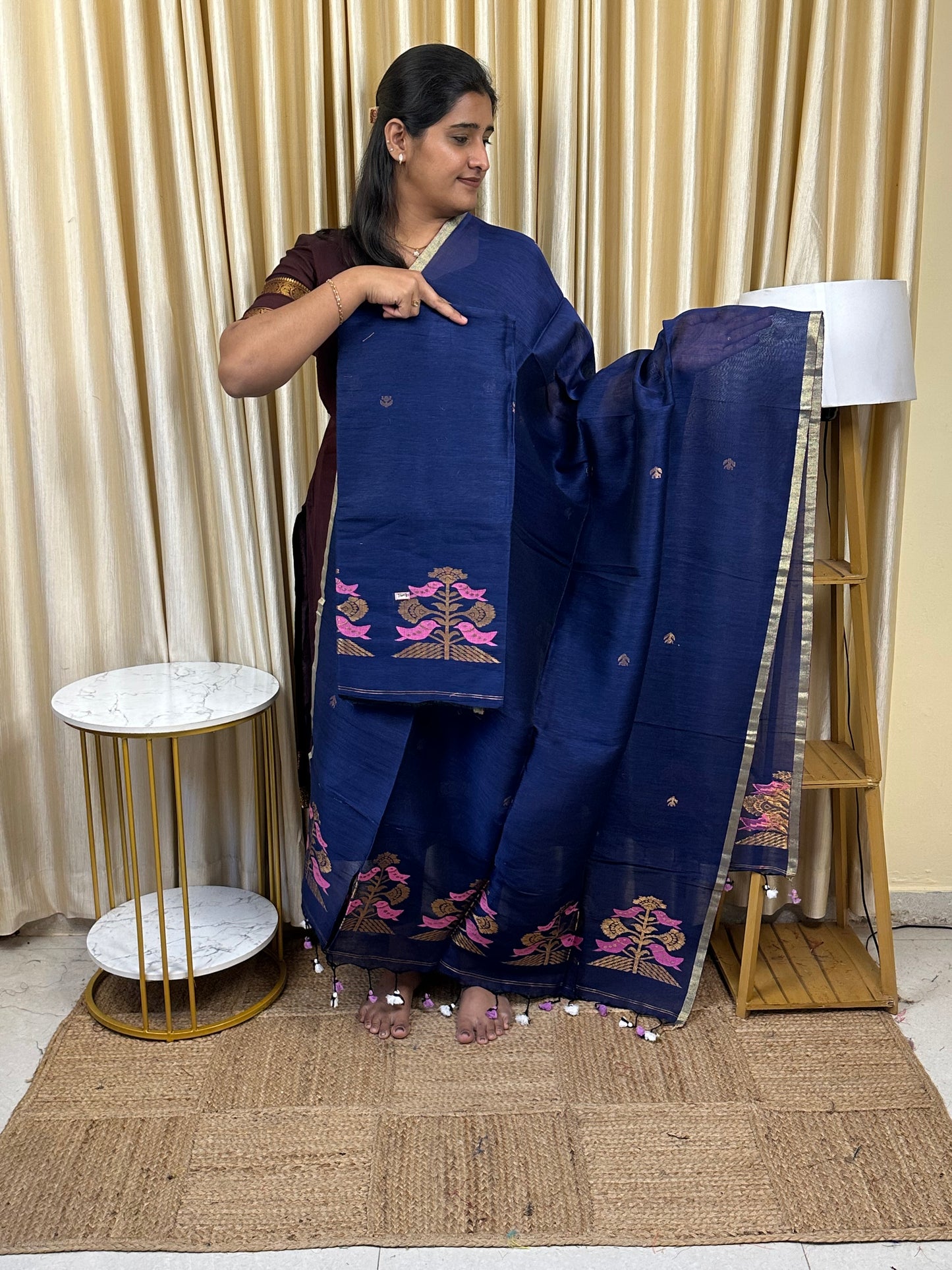 Linen Banarasi Jamdhani handloom JAM90