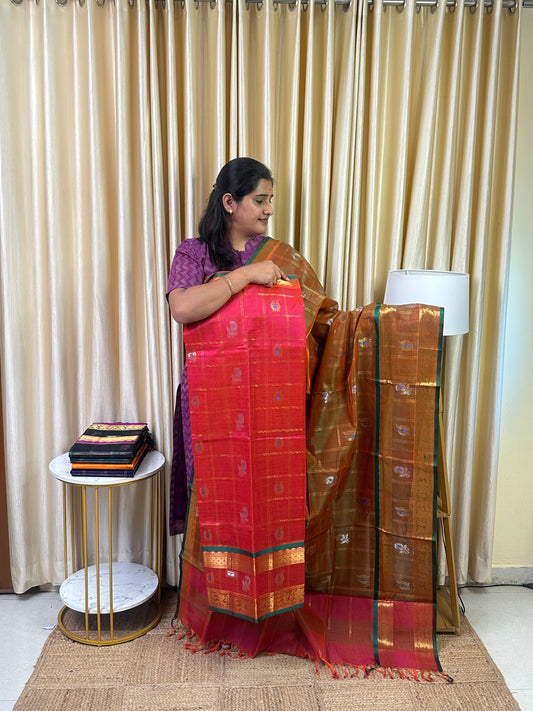 Kattam butta Mangalgiri handloom 2 piece set-Nesavu 9