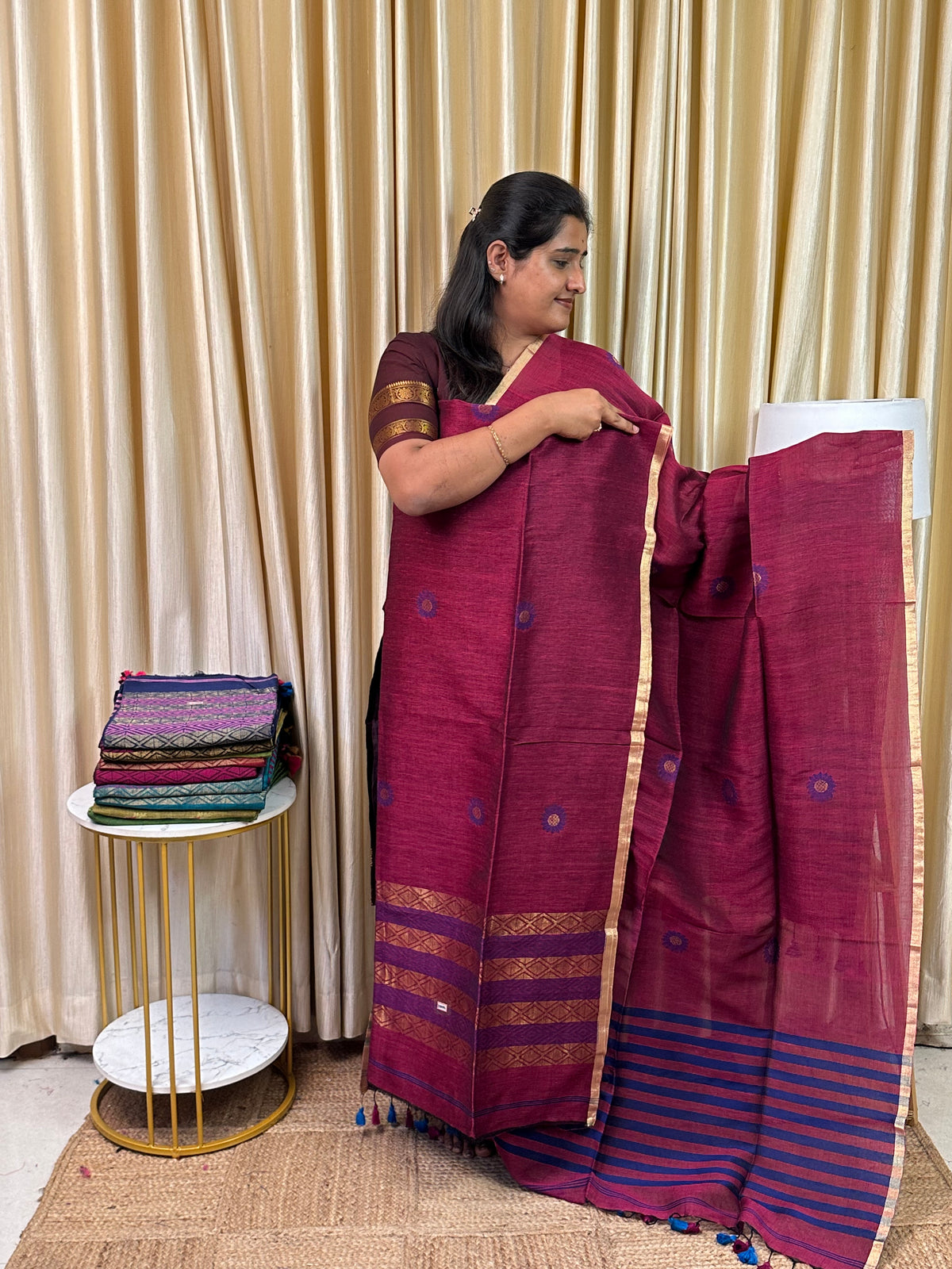 Linen Banarasi Jamdhani handloom JAM96