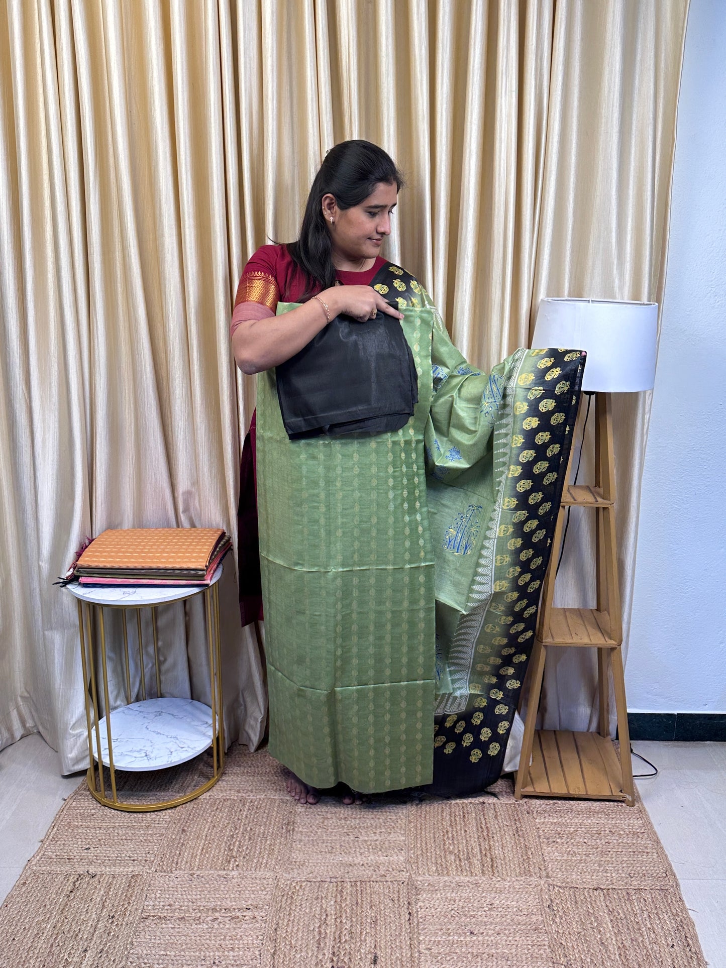 Inspired Matka Tussar (3 piece set) Block Printed-TTP6