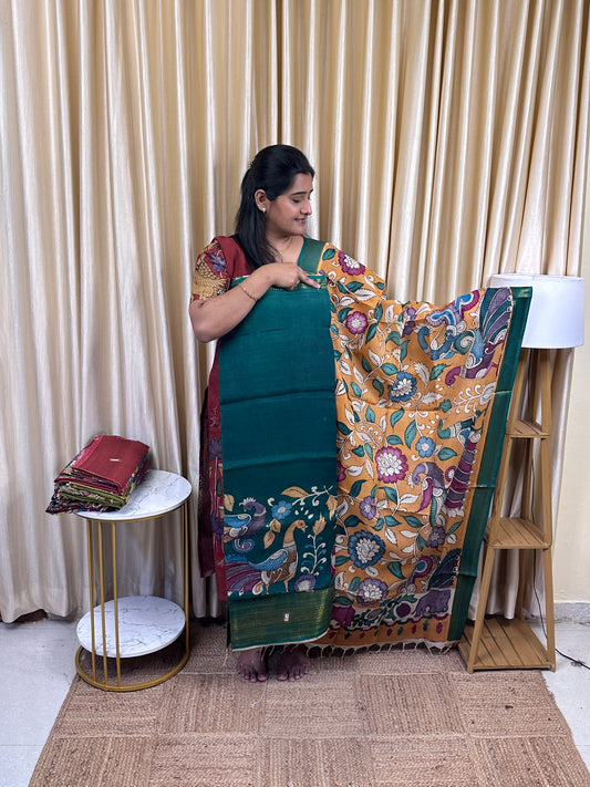 Authentic pen kalamkari Handsketched dress material - PK20