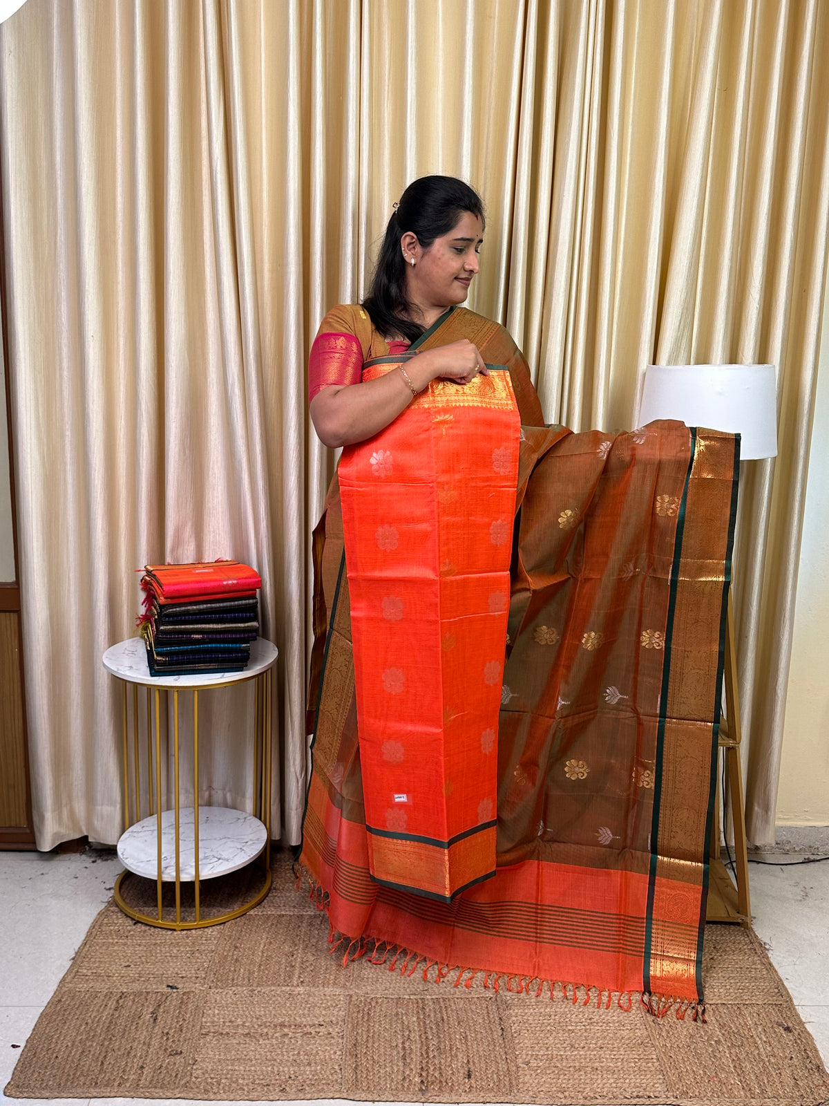 Special butta Mangalgiri handloom 2 piece set-Lotus9