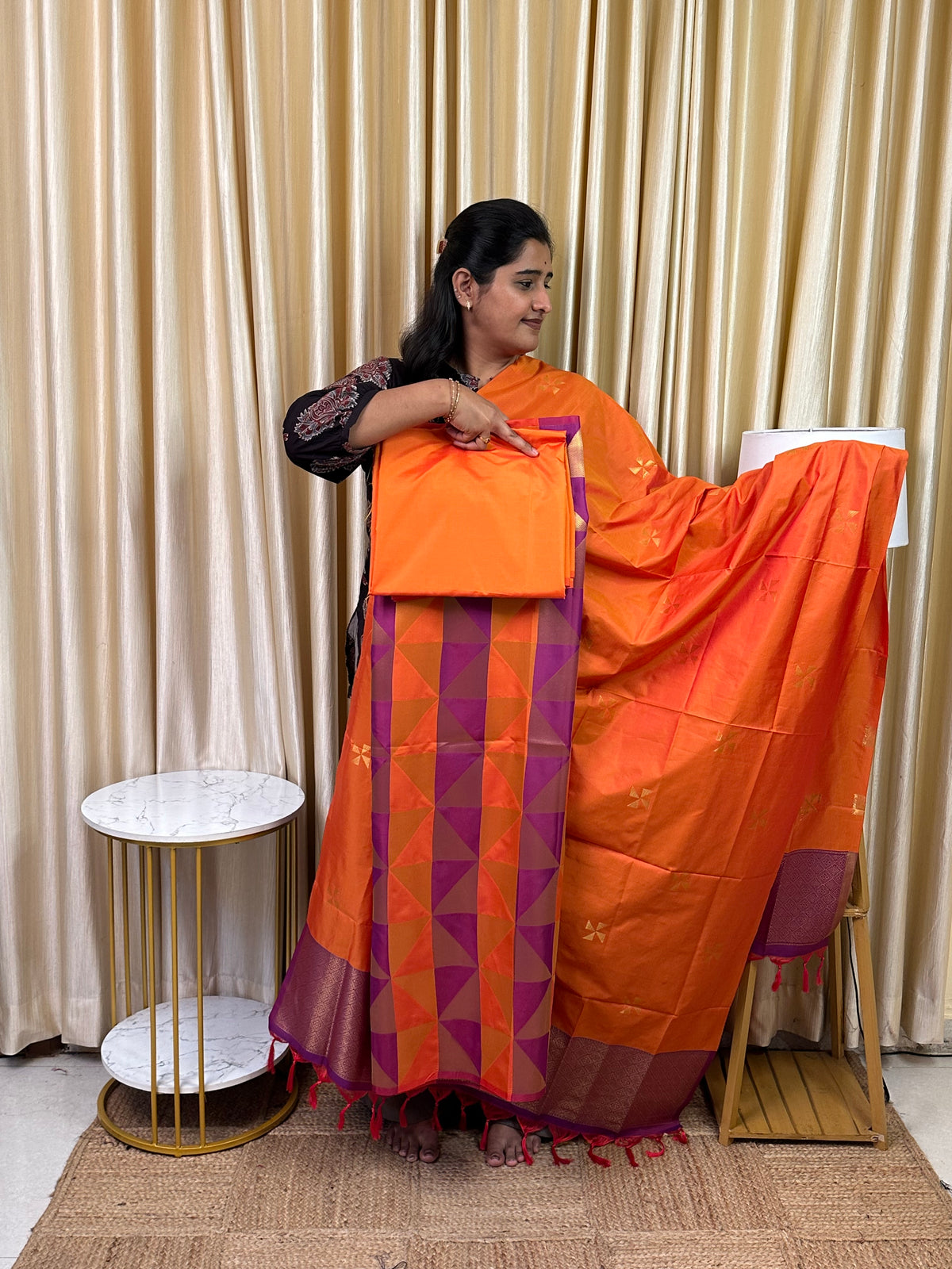 Geometric style Soft silk 3 piece set -5