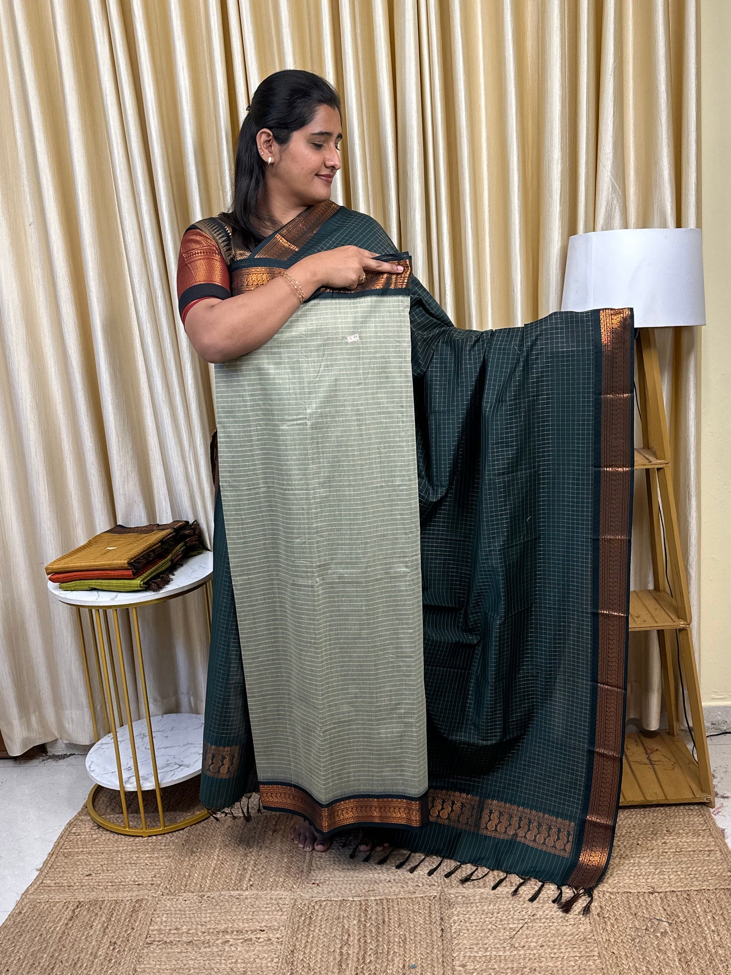 Kalyani checks silk by cotton 2 piece set - 31