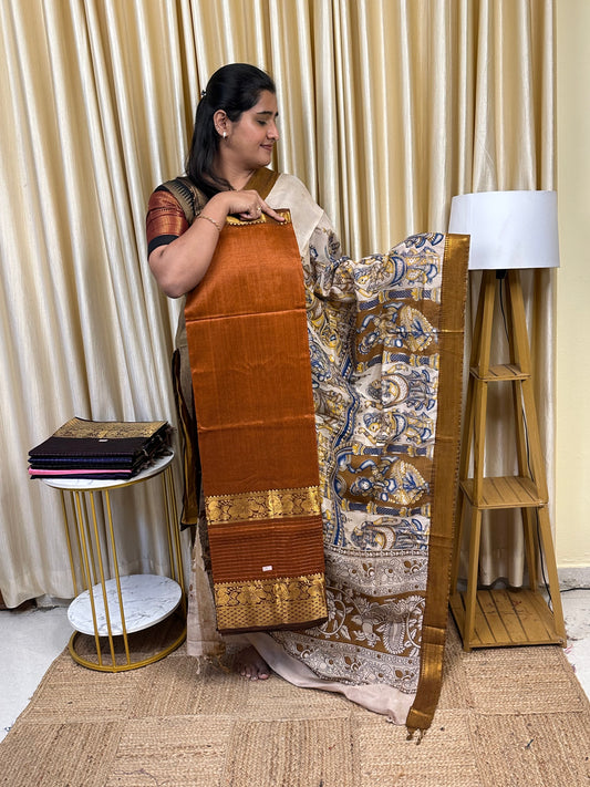 Handloom Mangalgiri Top kalamkari Duppatta-CBB6
