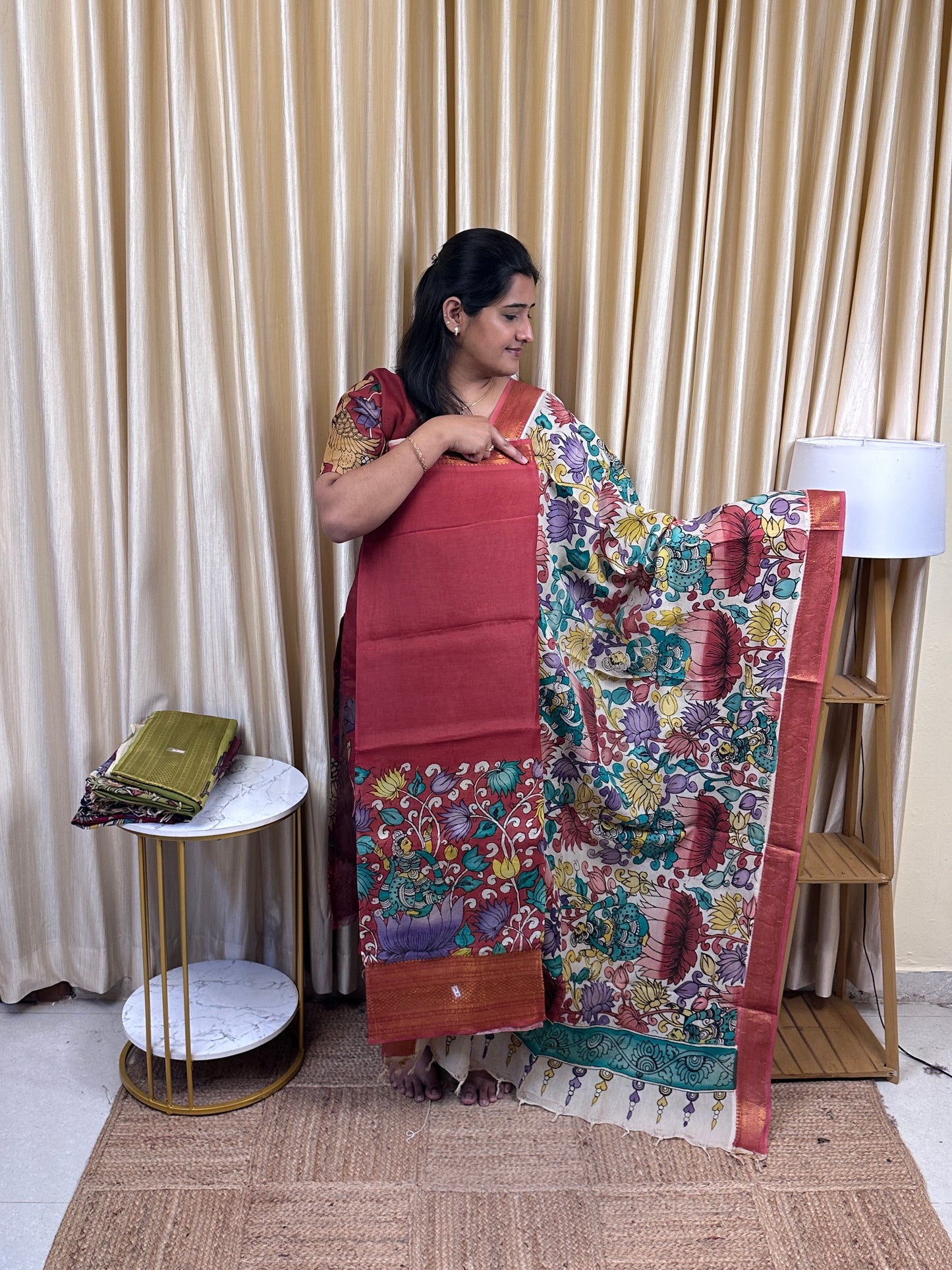 Authentic pen kalamkari Handsketched dress material - PK21