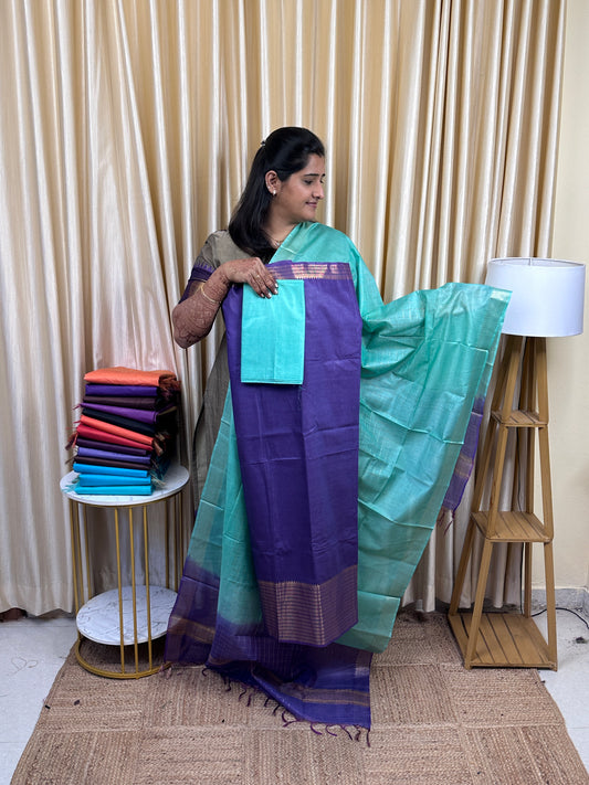 Mangalagiri big border silk cotton 3 piece set MBD-12