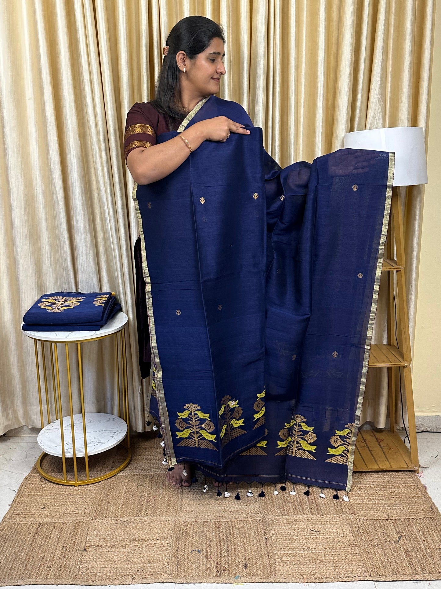 Linen Banarasi Jamdhani handloom JAM87