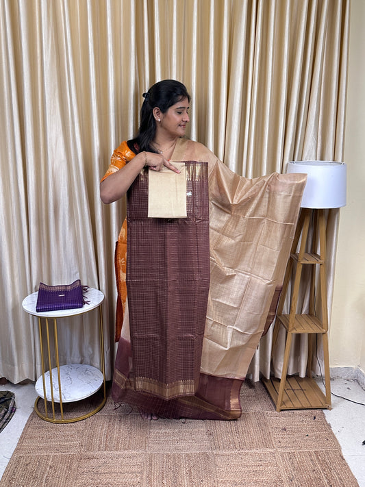 Mangalgiri Mini check silk cotton 3 piece set -MCH11