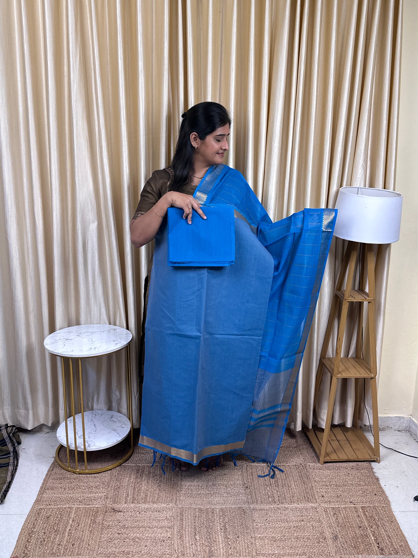 Shades of peacock Premium Mangalgiri cotton - PMC9