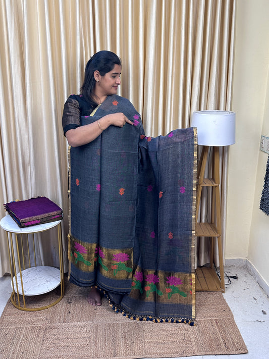 Paithani Linen Handwork Jamdhani 2 piece set -LPL9