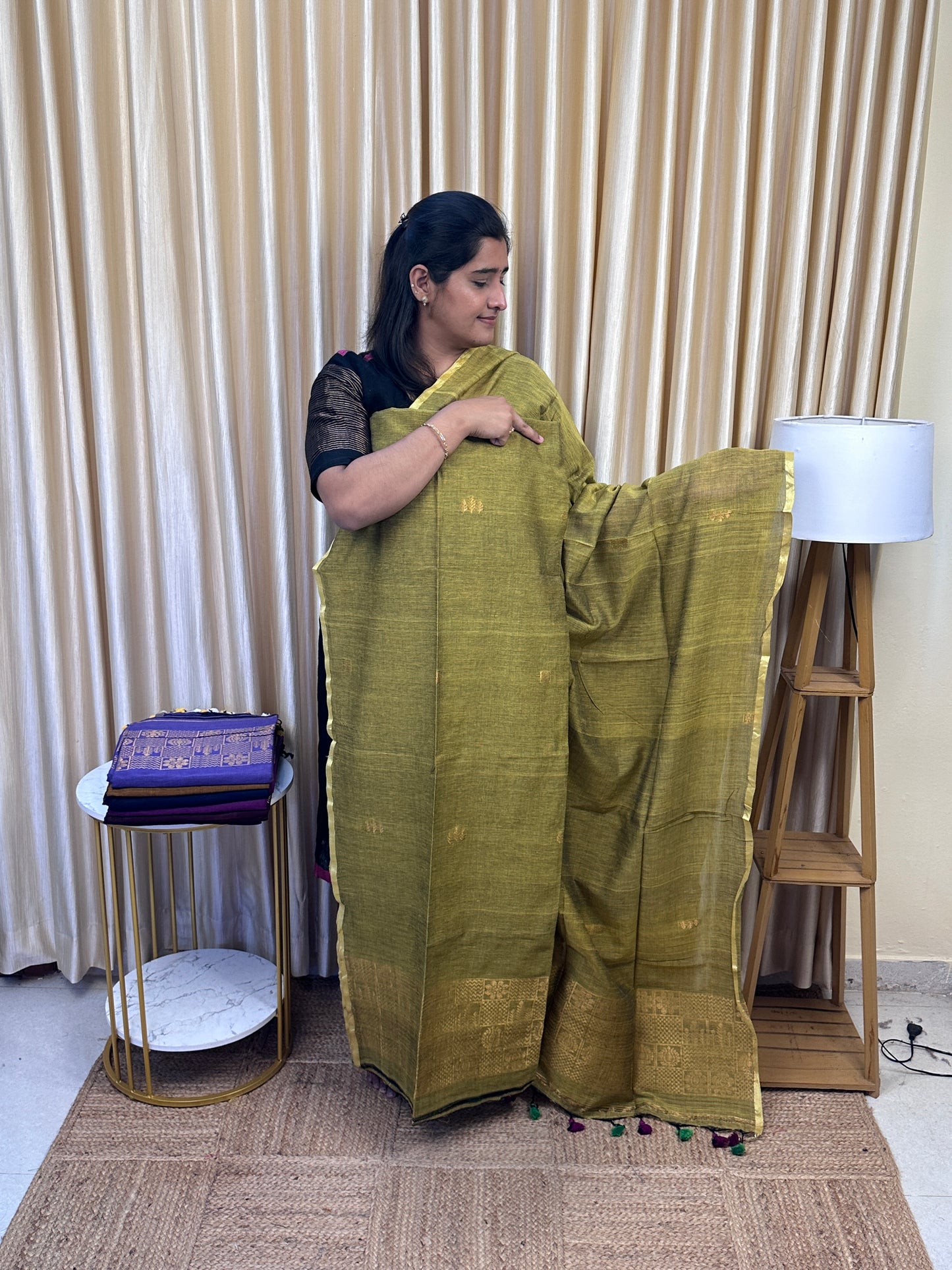 Banarasi Handwork Jamdhani Mercerised cotton 2 piece set - Checks 13