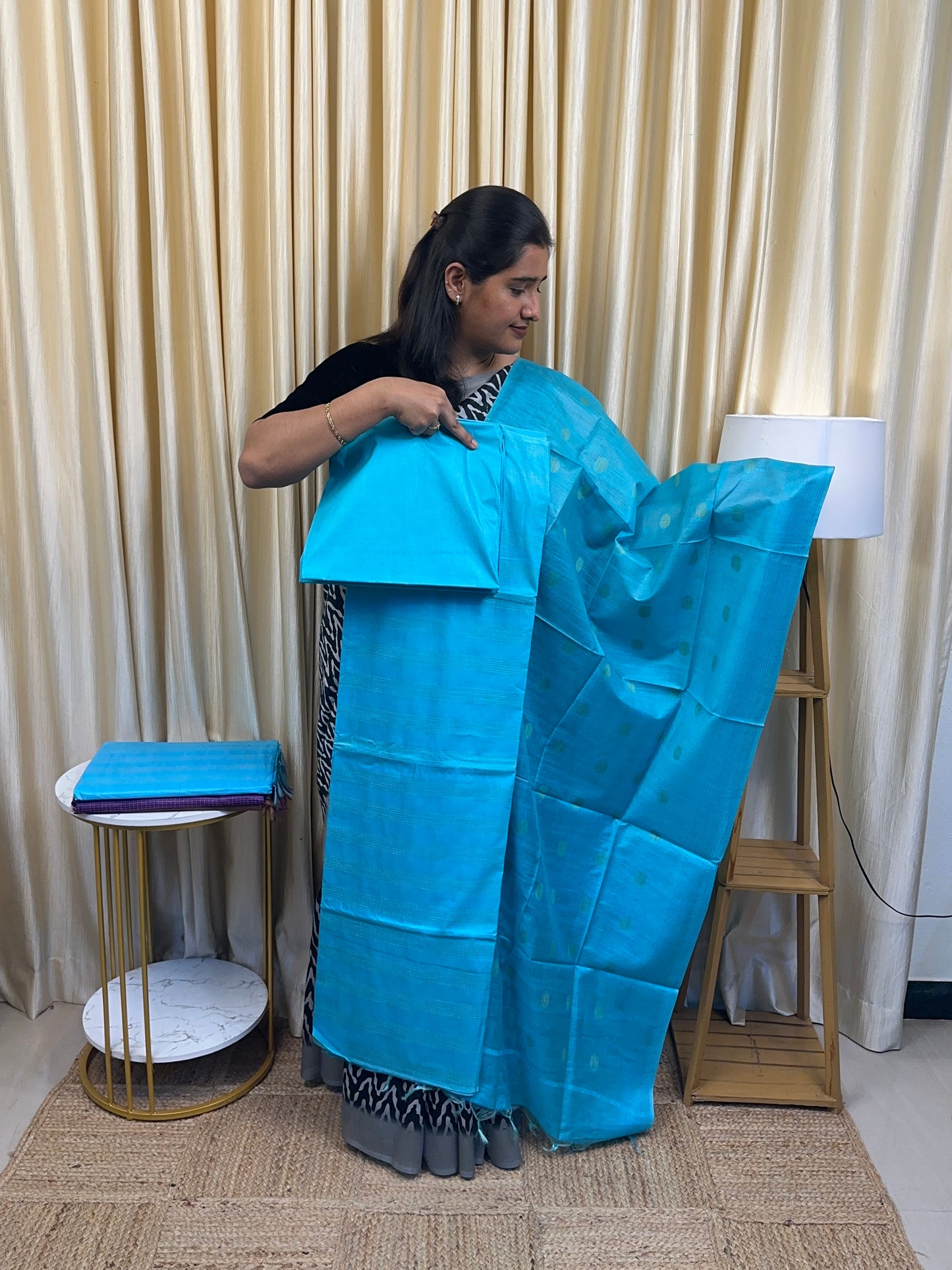 Matka Tussar inspired salwar suit [turquoise]