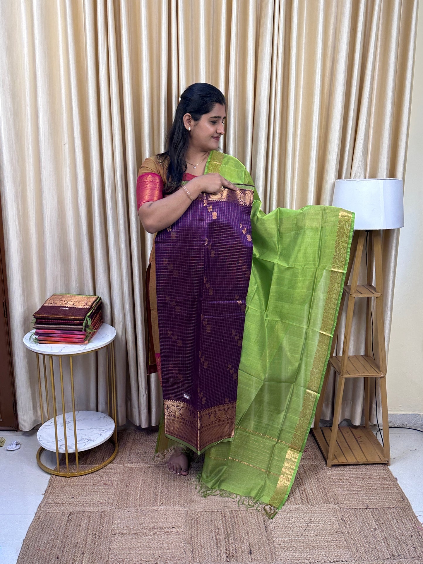 YAZHI 14 Big border Mangalgiri handloom checks