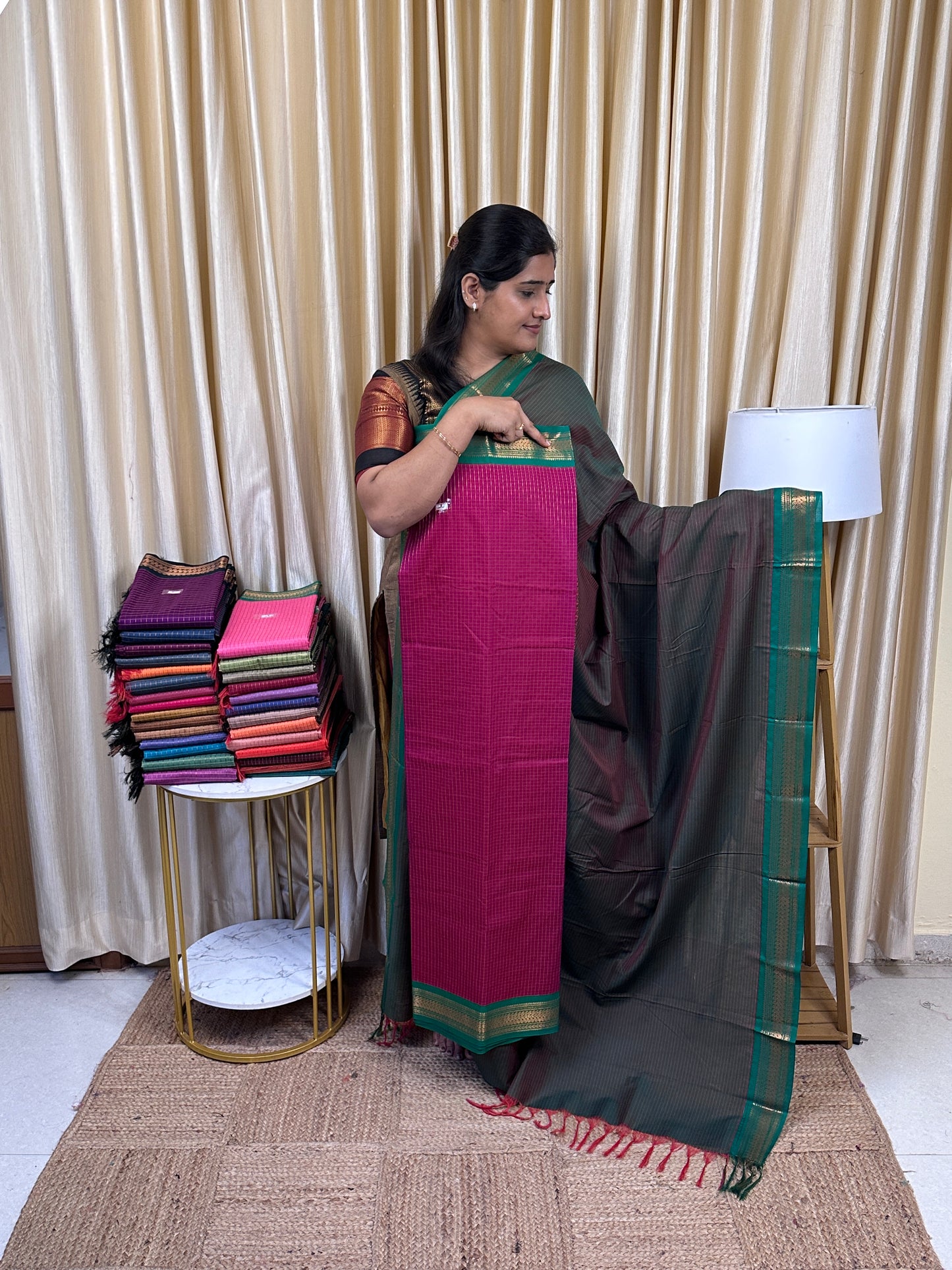Kalyani checks silk by cotton 2 piece set - 2