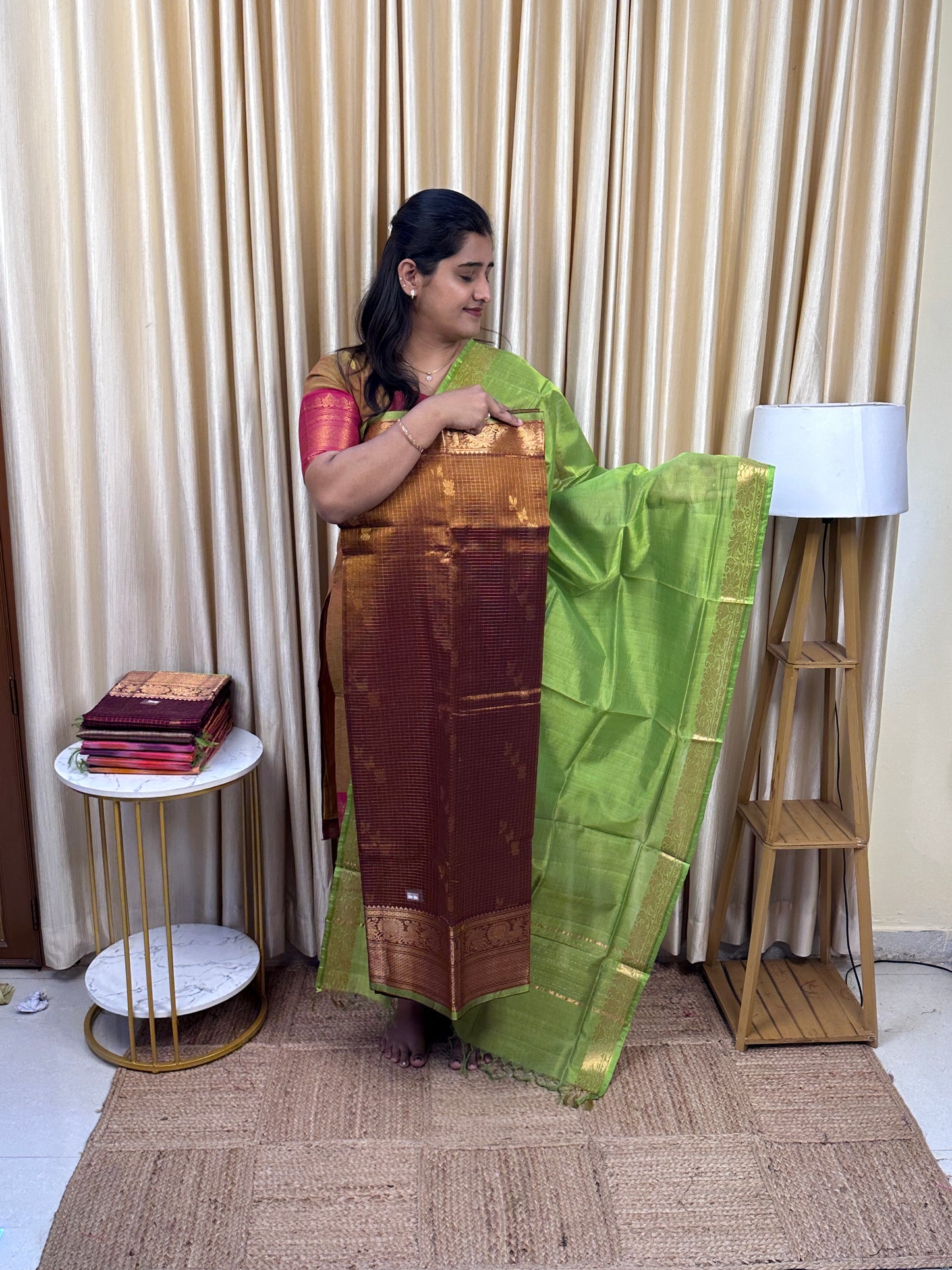 YAZHI 15 Big border Mangalgiri handloom checks