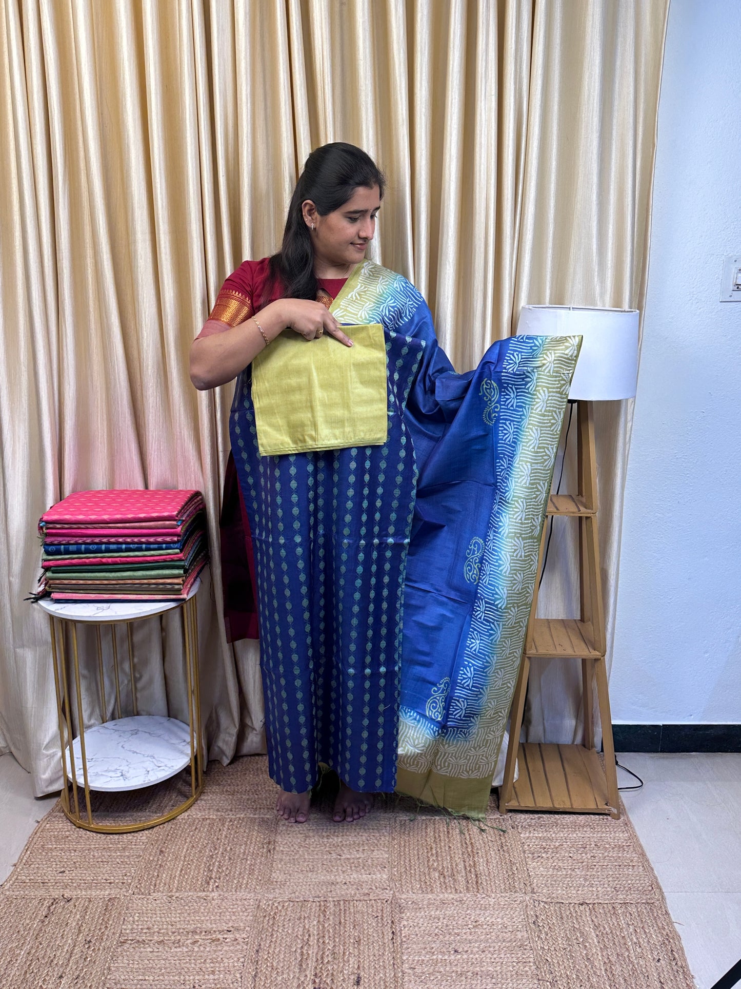 Inspired Matka Tussar (3 piece set) Block Printed-TTP5