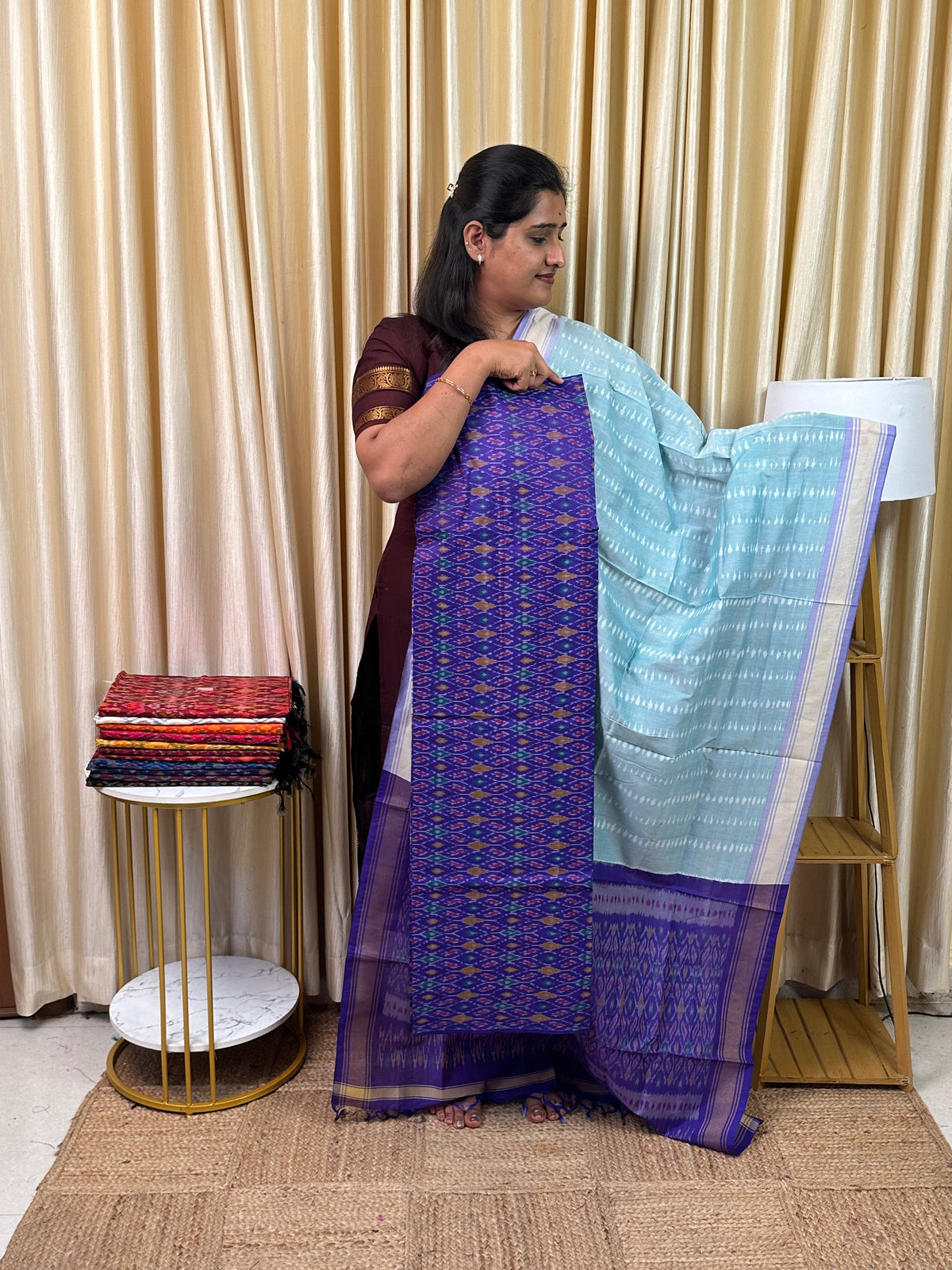 Sico pochampalli ikat handloom 2 piece set-SIKT8